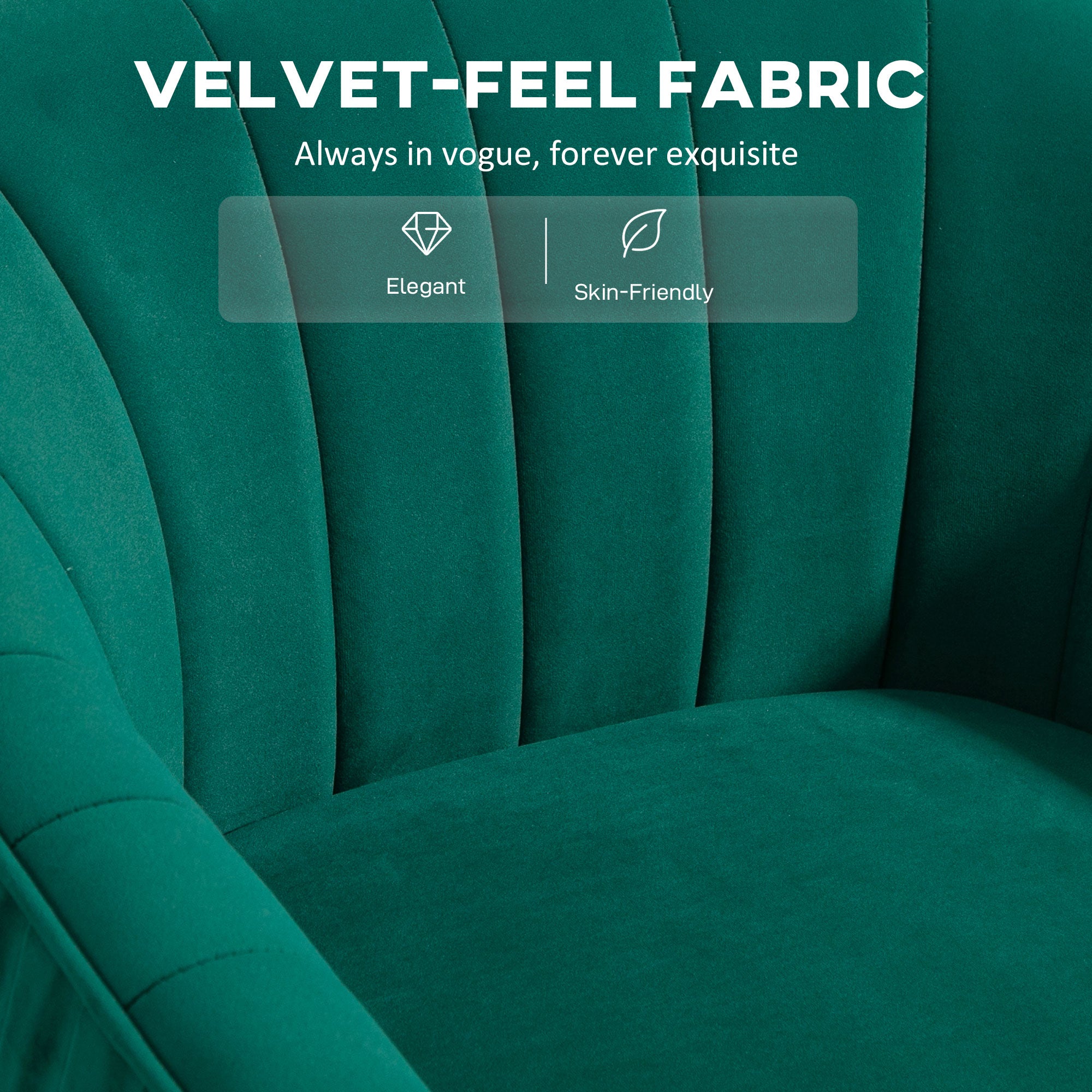 HOMCOM Velvet Tub chair, Luxury Accent Chair with Golden Metal Leg, Comfy Upholstered Armchair with Thick Padded Seat for Living Room, Green