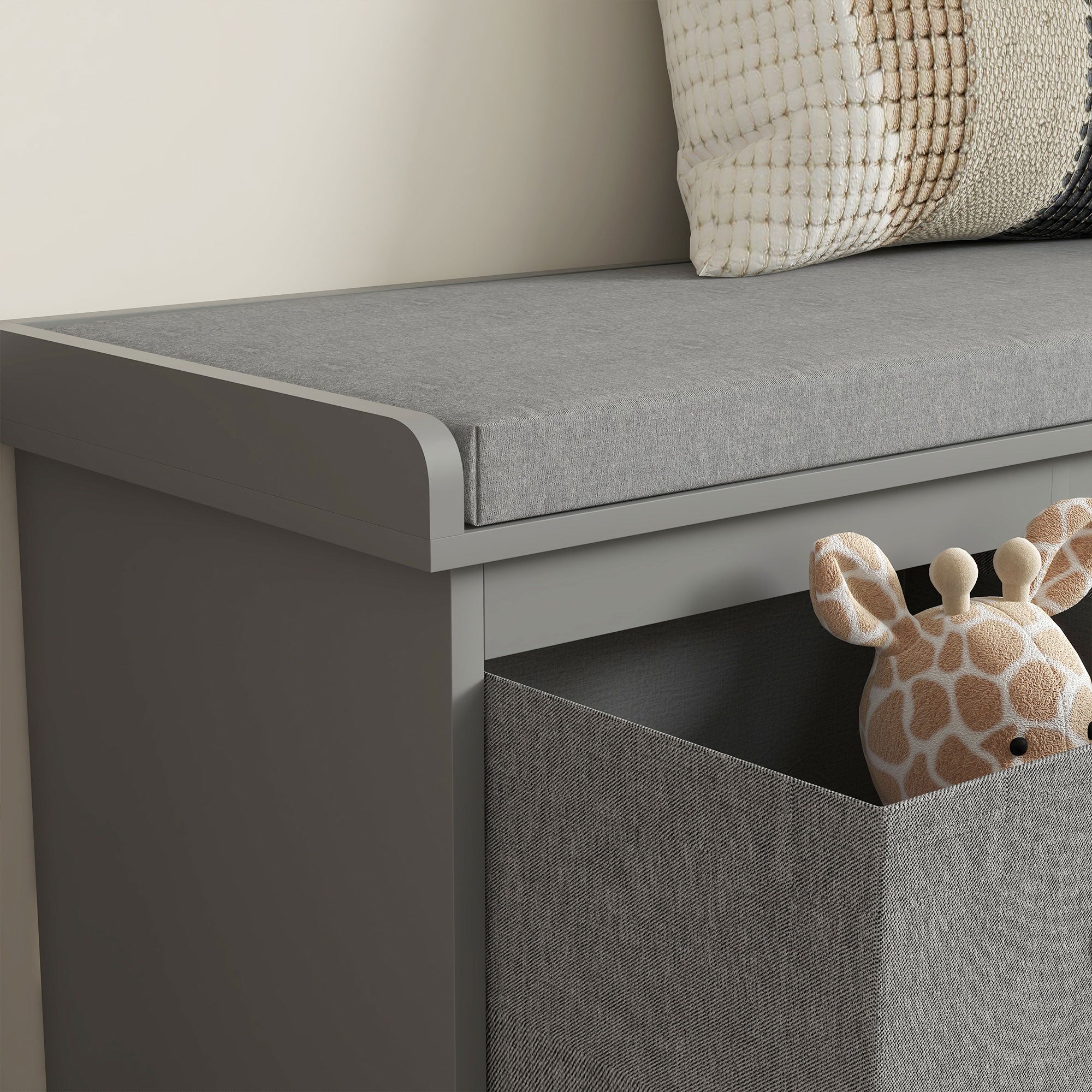 HOMCOM Three-Drawer Shoe Storage Bench, with Padded Top Seat - Grey - North Peak Garden Furniture