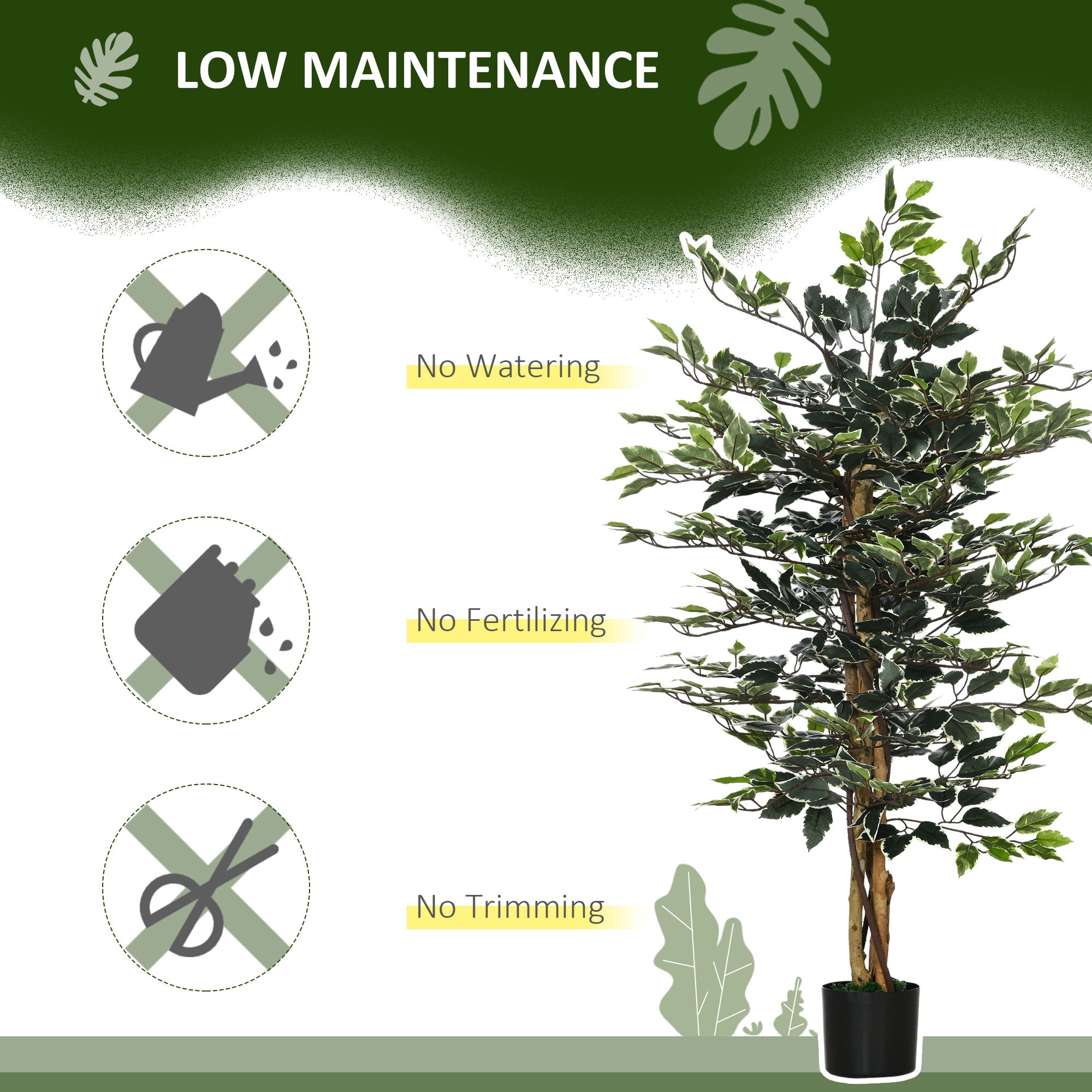 HOMCOM Set of Two Artificial Ficus Trees - North Peak Garden Furniture
