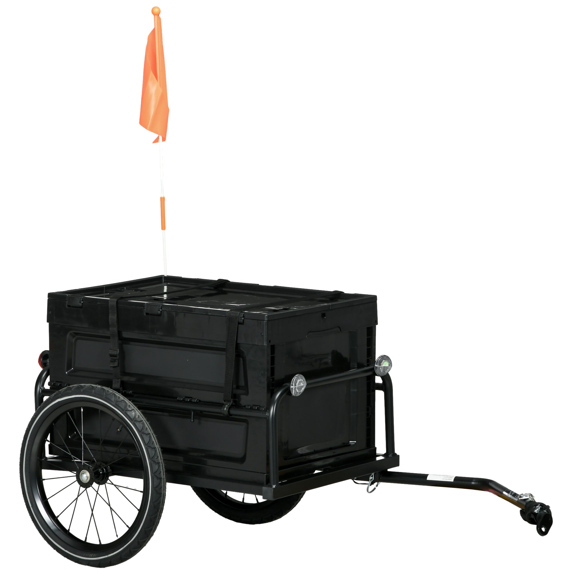 HOMCOM 65L Steel Frame Bike Trailer Storage Box - Black