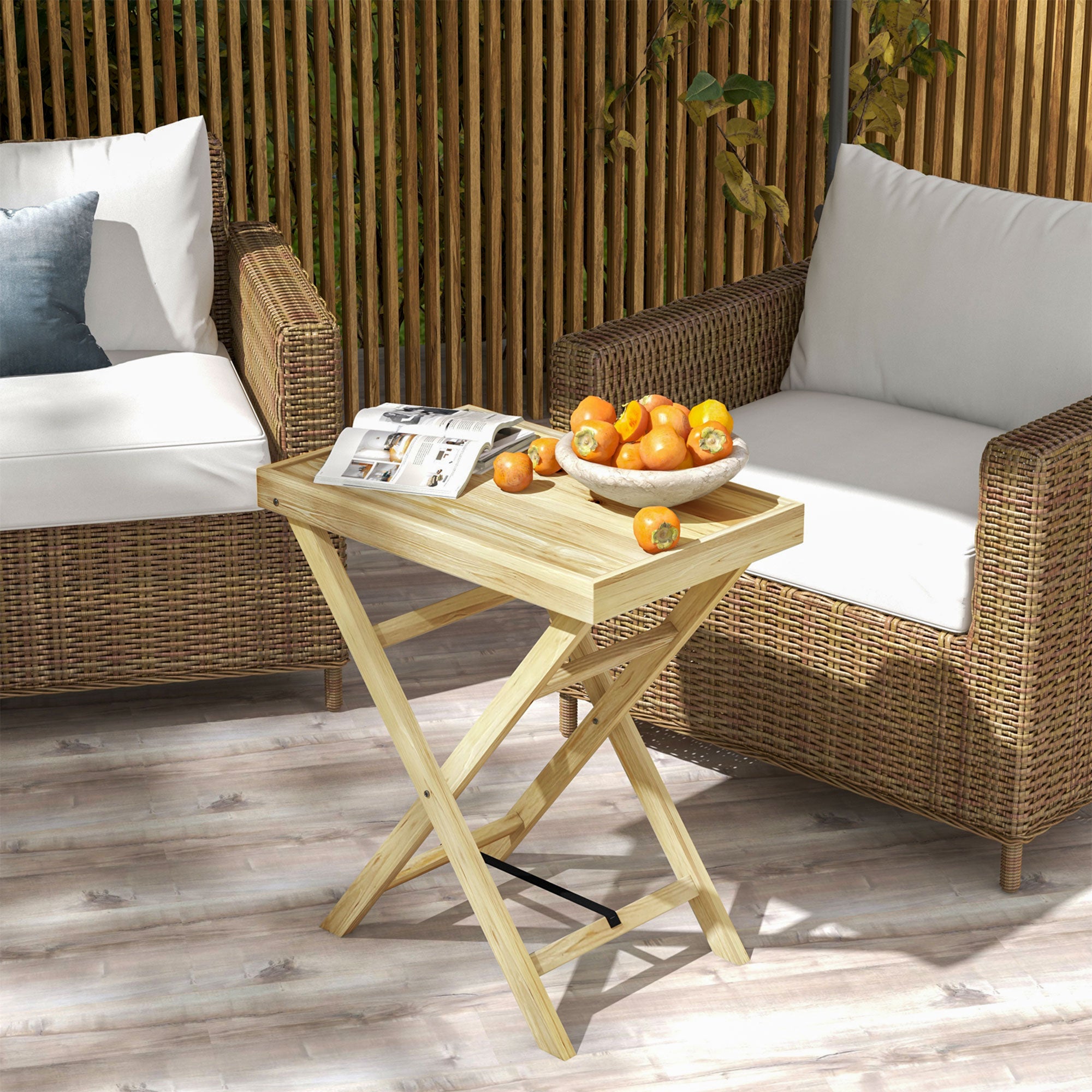 Outsunny 44 x 68cm Wooden Garden Table - North Peak Garden Furniture