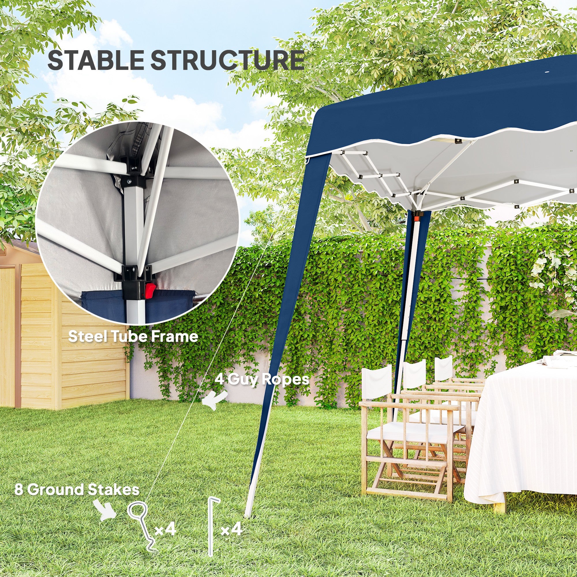 Outsunny 3 M x 3 M Base/ 2.5 M x 2.5 M Top Pop Up Gazebo with Carry Bag, Height Adjustable Slant Leg Party Tent Instant Event Shelter for Garden, Patio - North Peak Garden Furniture