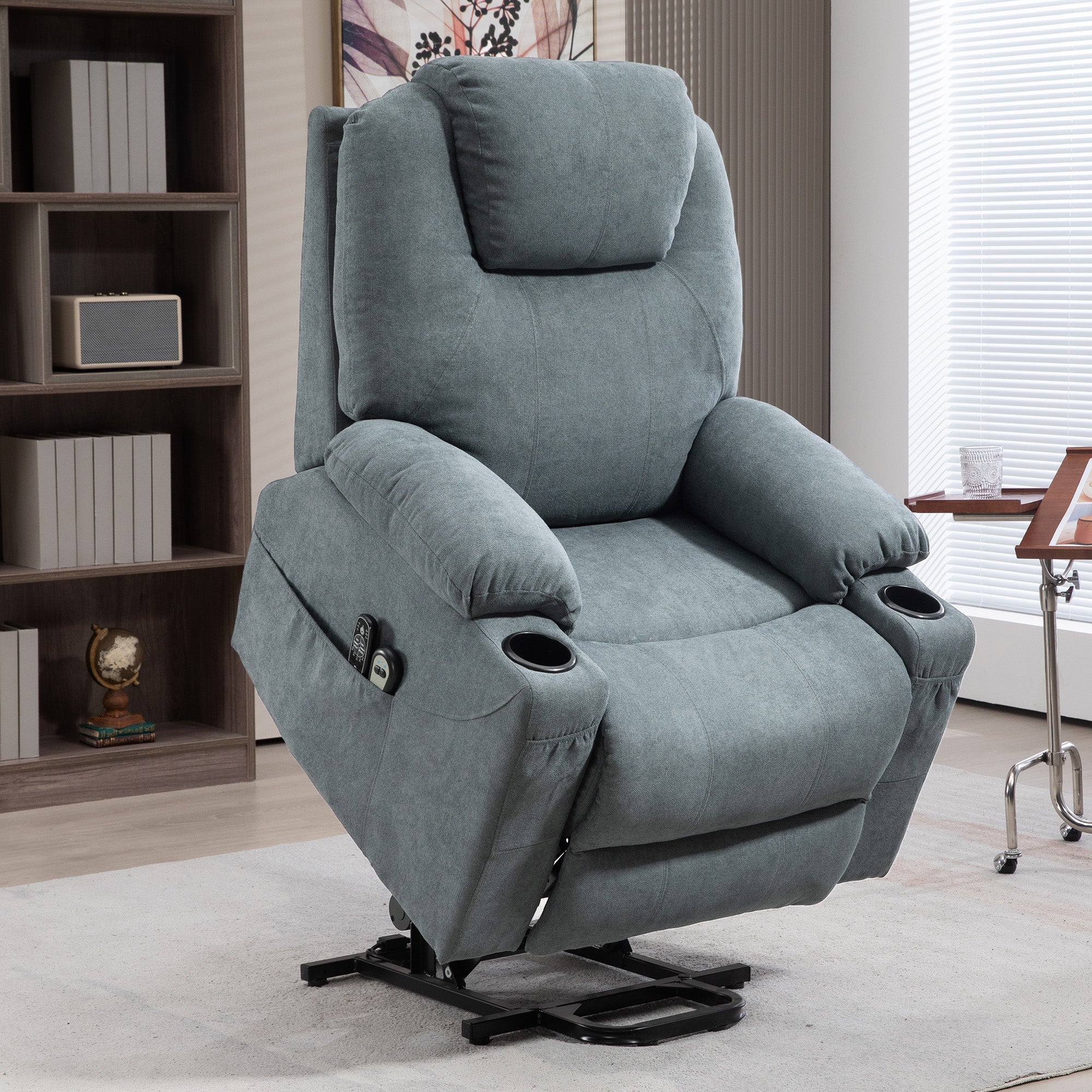 HOMCOM Lift-And-Recline Massage Armchair, with Heat - Grey - North Peak Garden Furniture