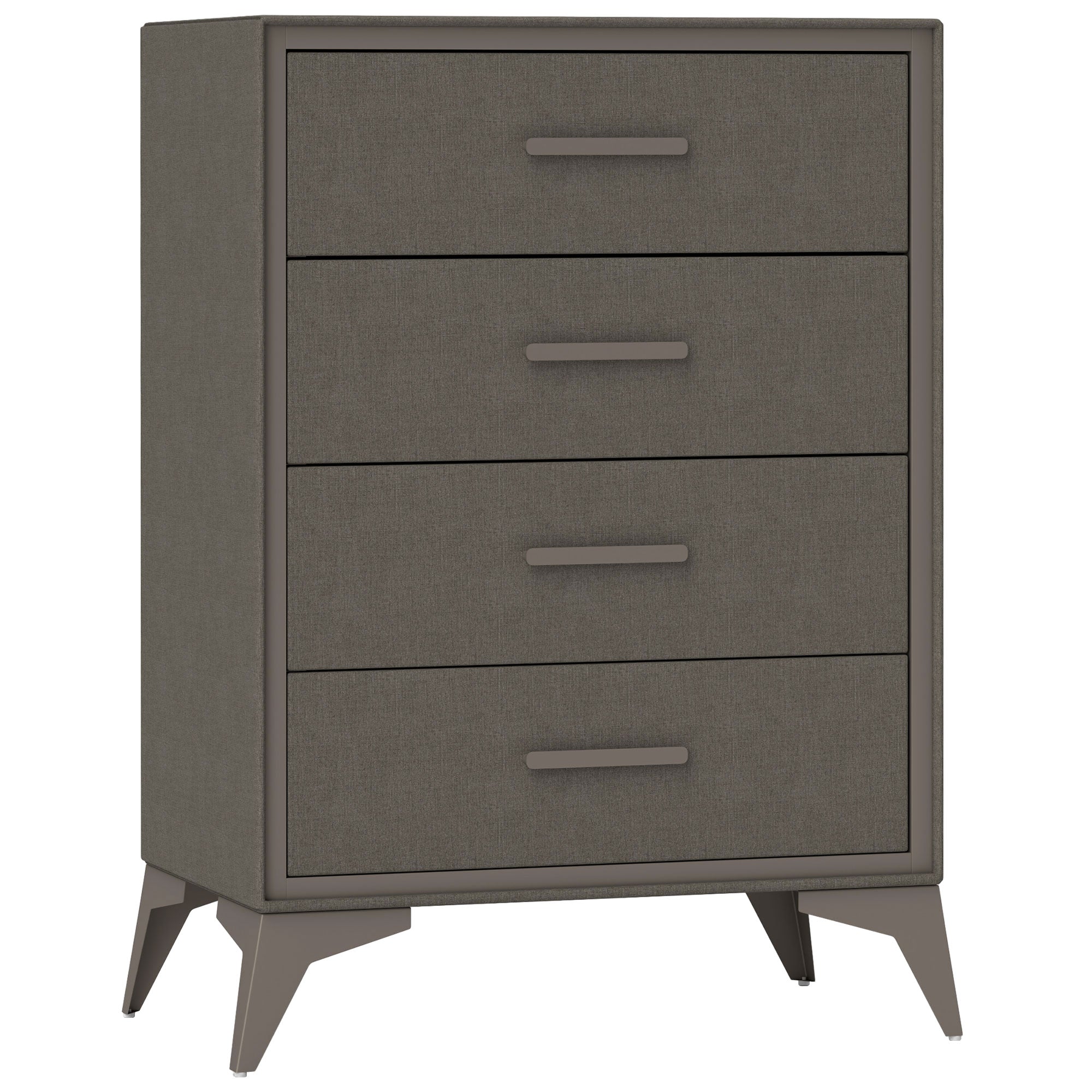 HOMCOM Velvet-Feel Chest of Four Drawers - Brown - North Peak Garden Furniture