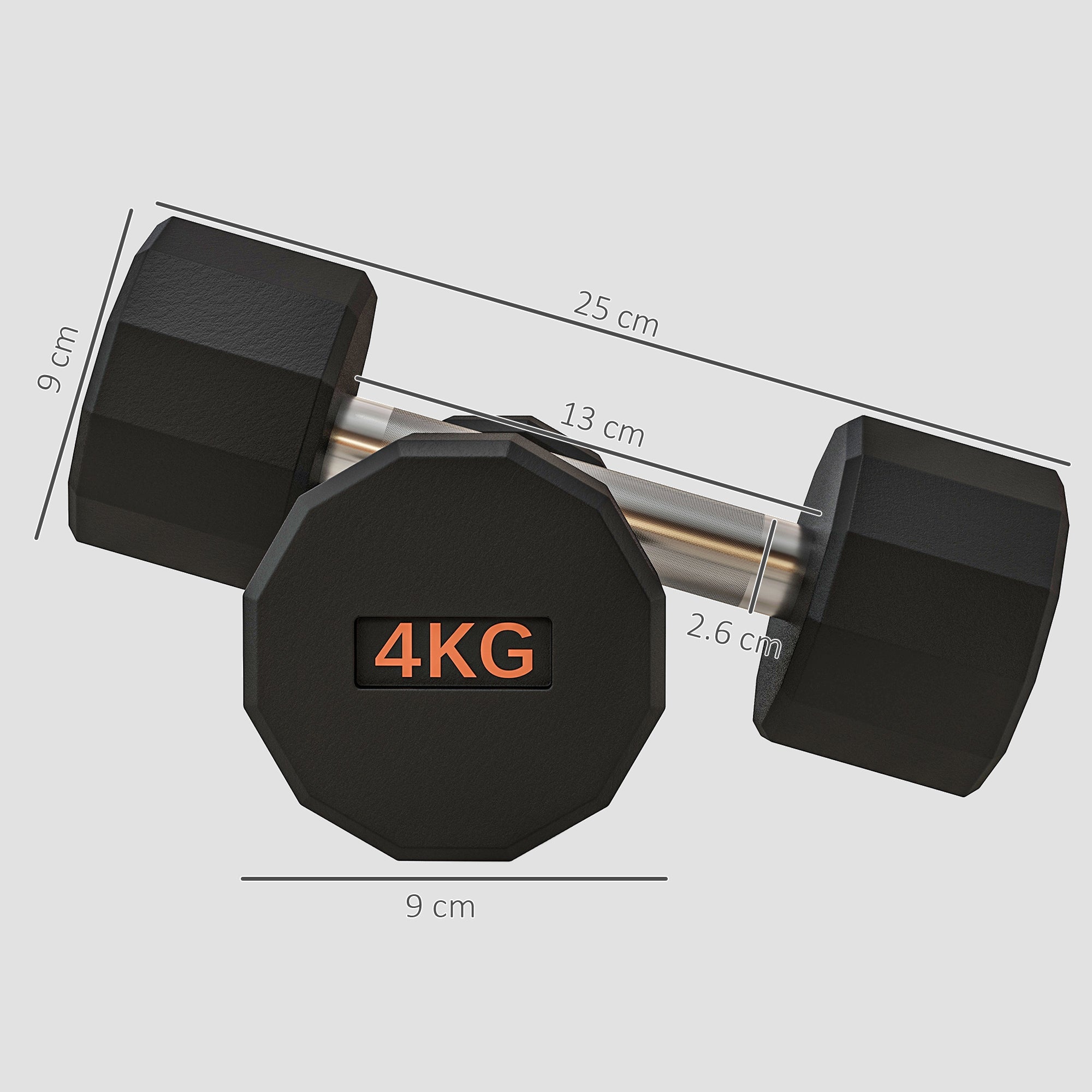 SPORTNOW 2 x 4kg Dumbbells Weights Set with 12-Sided Shape and Non-Slip Grip for Men Women Home Gym Workout - North Peak Garden Furniture