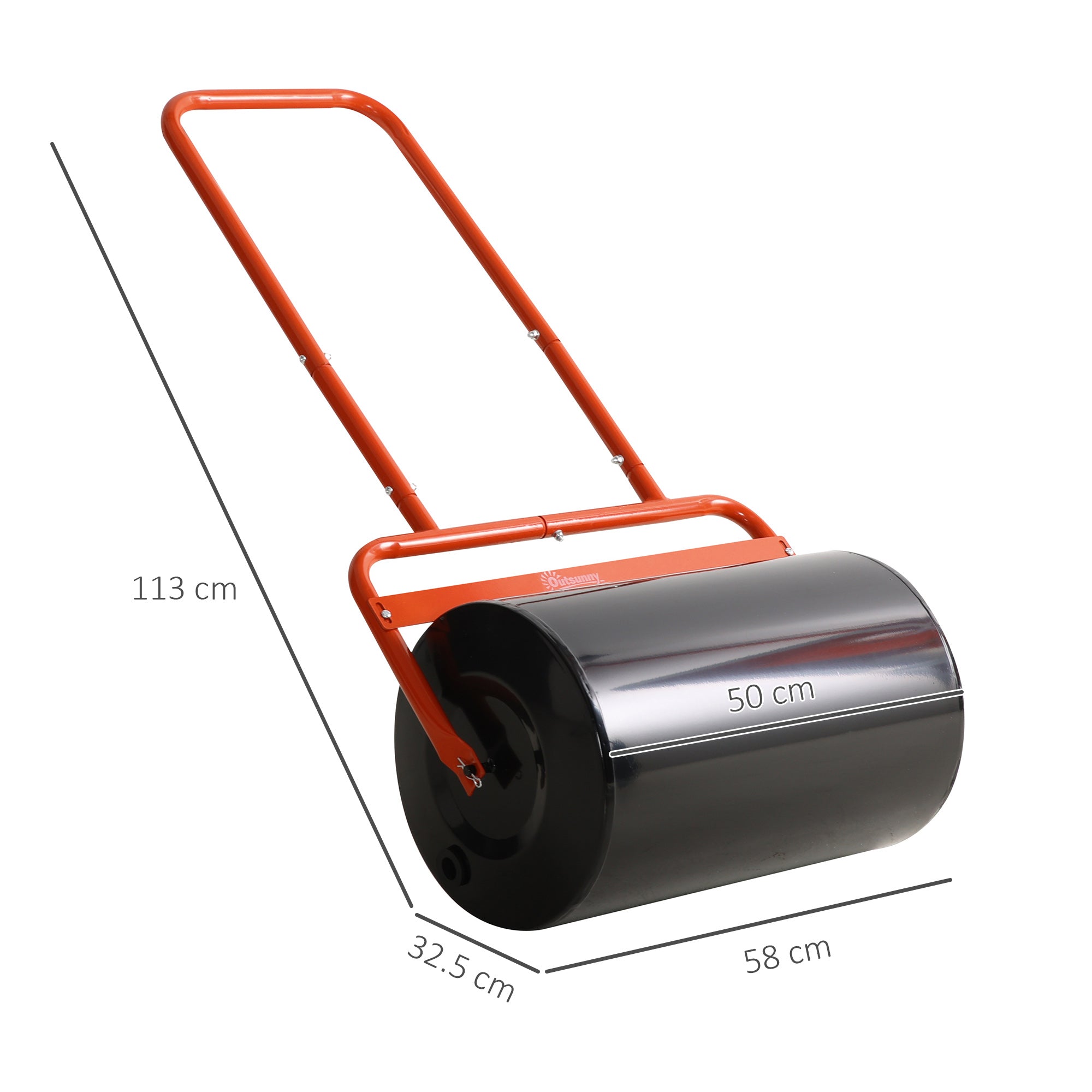 Outsunny 38L Fillable Cylinder Steel Lawn Roller - Red - North Peak Garden Furniture