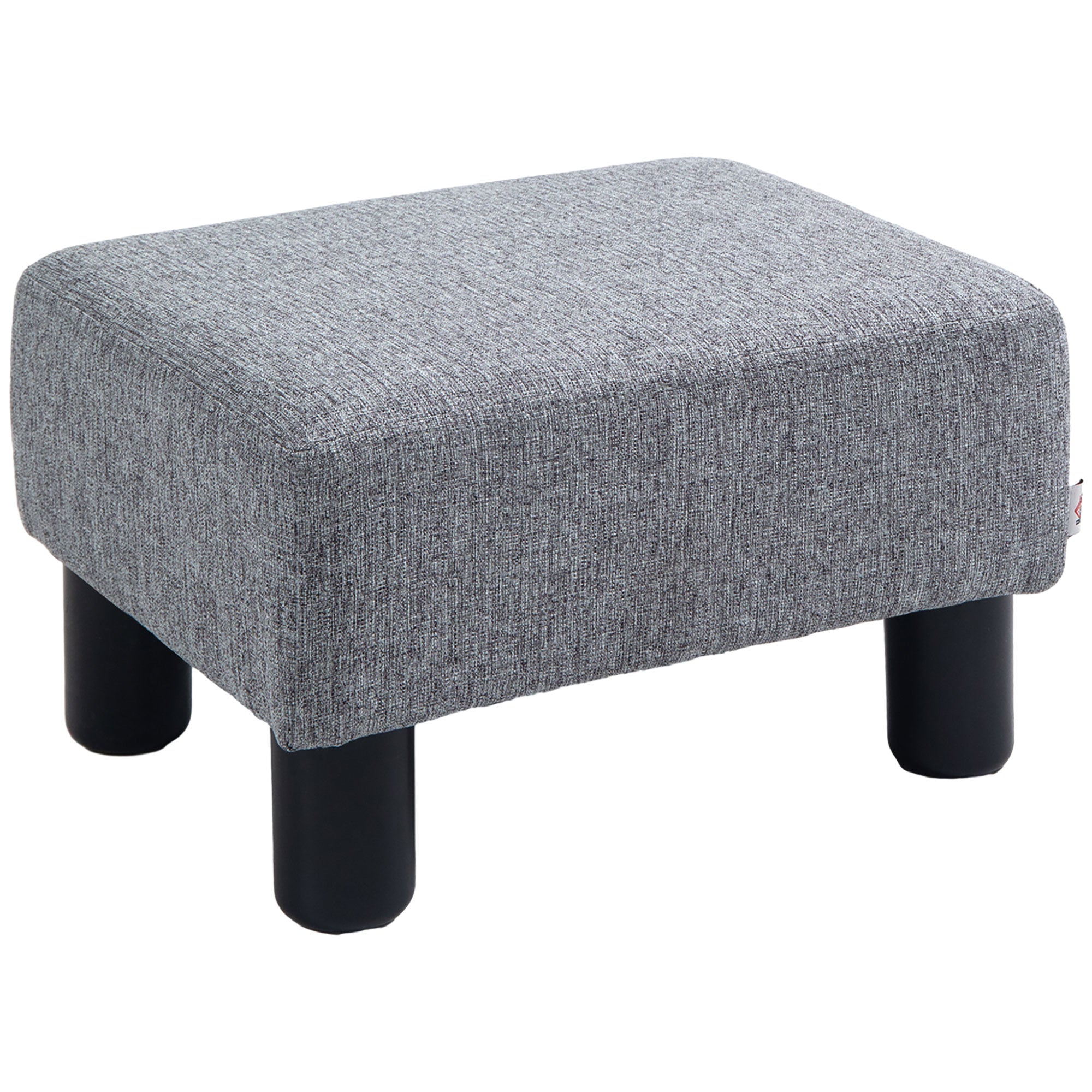 HOMCOM Linen Fabric Footstool Ottoman Cube with 4 Plastic Legs - North Peak Garden Furniture