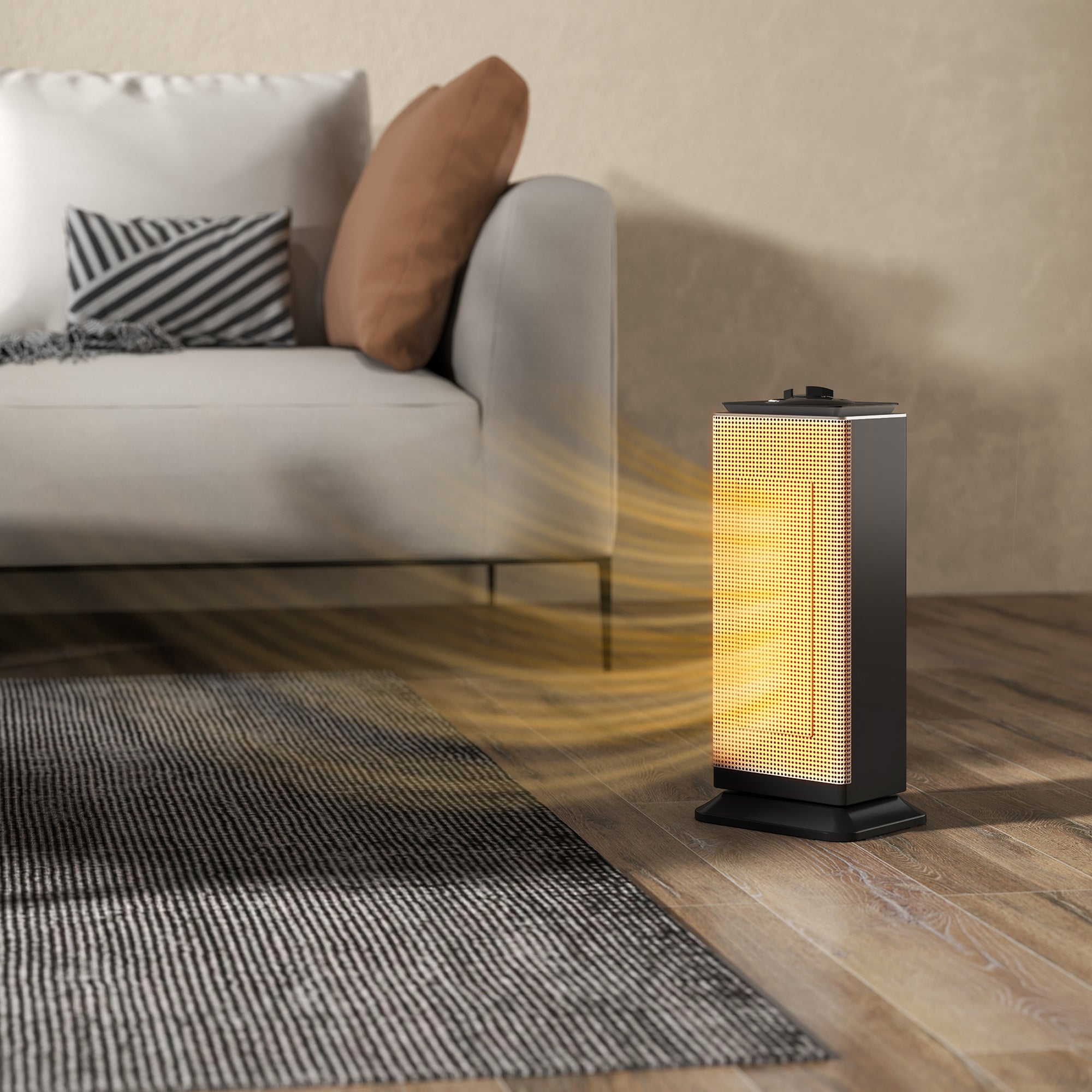 HOMCOM 2000W Ceramic Electric Heater with Fan, Oscillation - Black