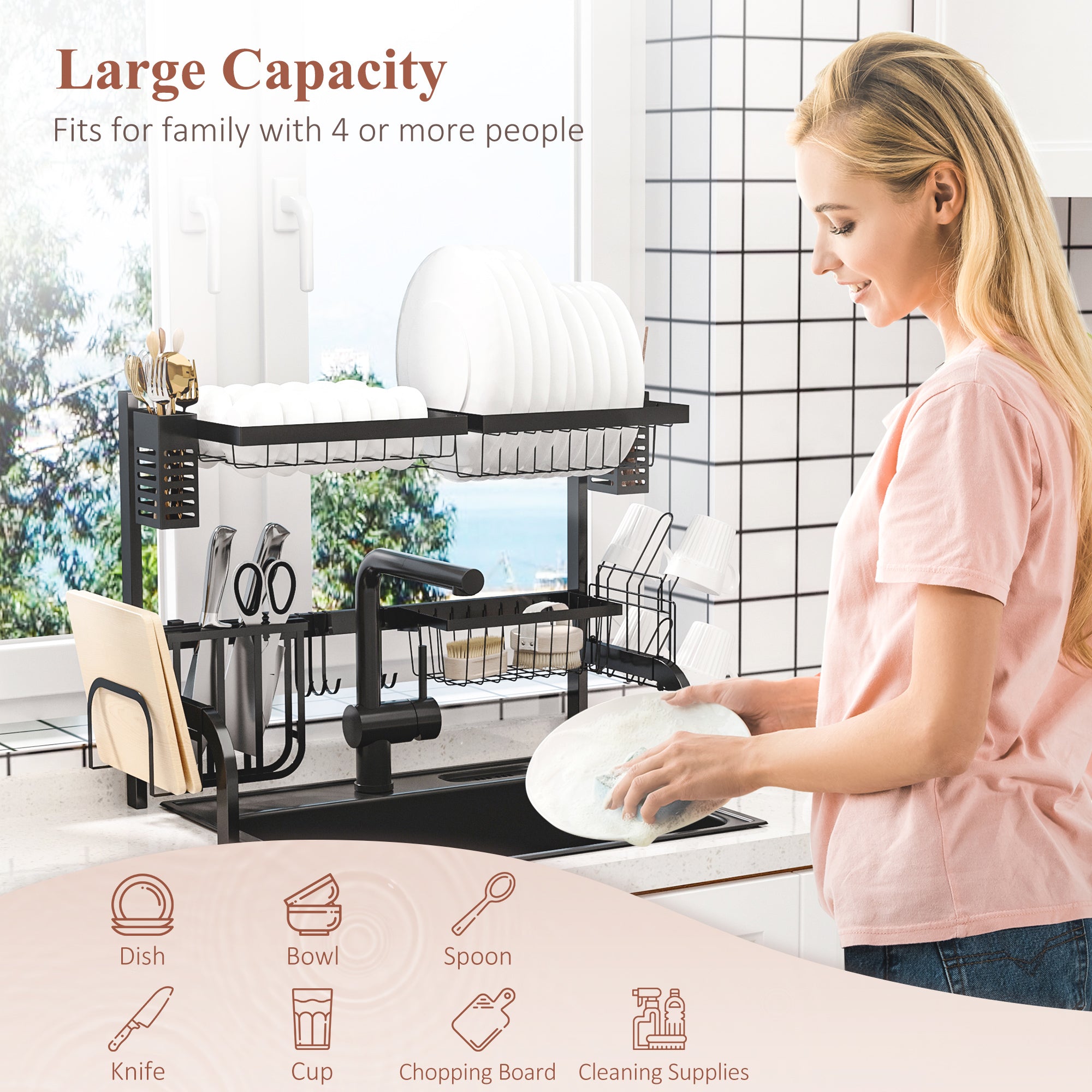 HOMCOM 65cm Modular Over-Sink Drying Rack - North Peak Garden Furniture