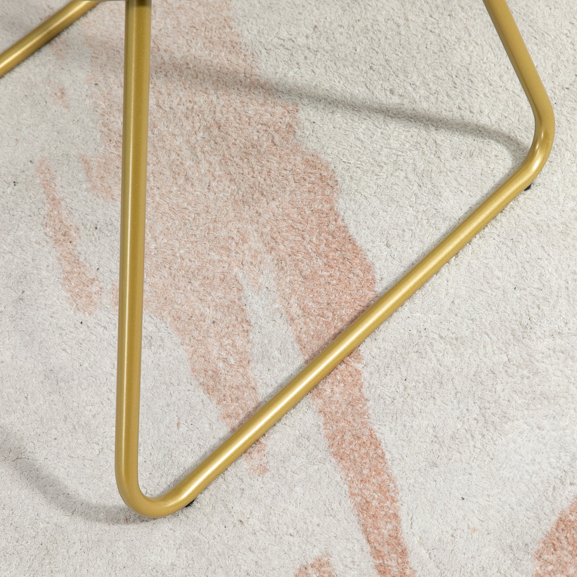 HOMCOM Modern Dining Chairs Set of 2, Metal Wire Kitchen Chair with Velvet-feel Cushion, Round Back and Steel Frame for Living Room, Bedroom, Gold - North Peak Garden Furniture