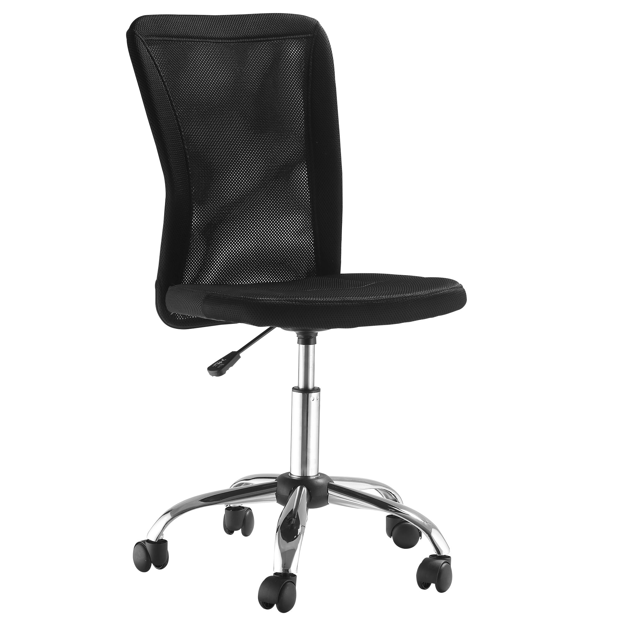 Vinsetto Office Chair, Armless Desk Chair, Adjustable Computer Swivel Chair with Rolling Wheels and Mesh Back for Home Work Study, Black - North Peak Garden Furniture