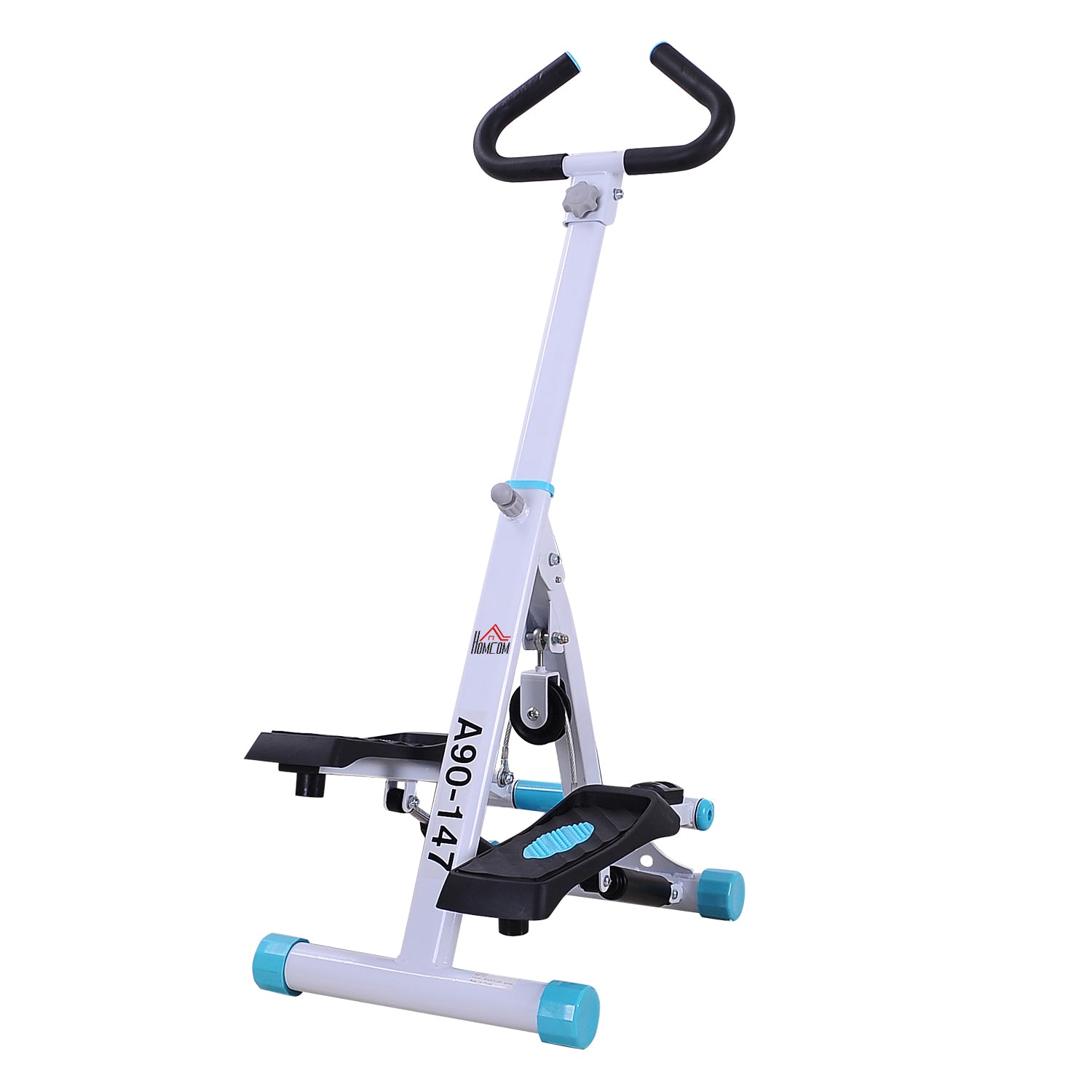 HOMCOM Stepper w/ Handle Hand Grip Workout Fitness Machine For Fitness Aerobic Exercise Home Gym White - North Peak Garden Furniture