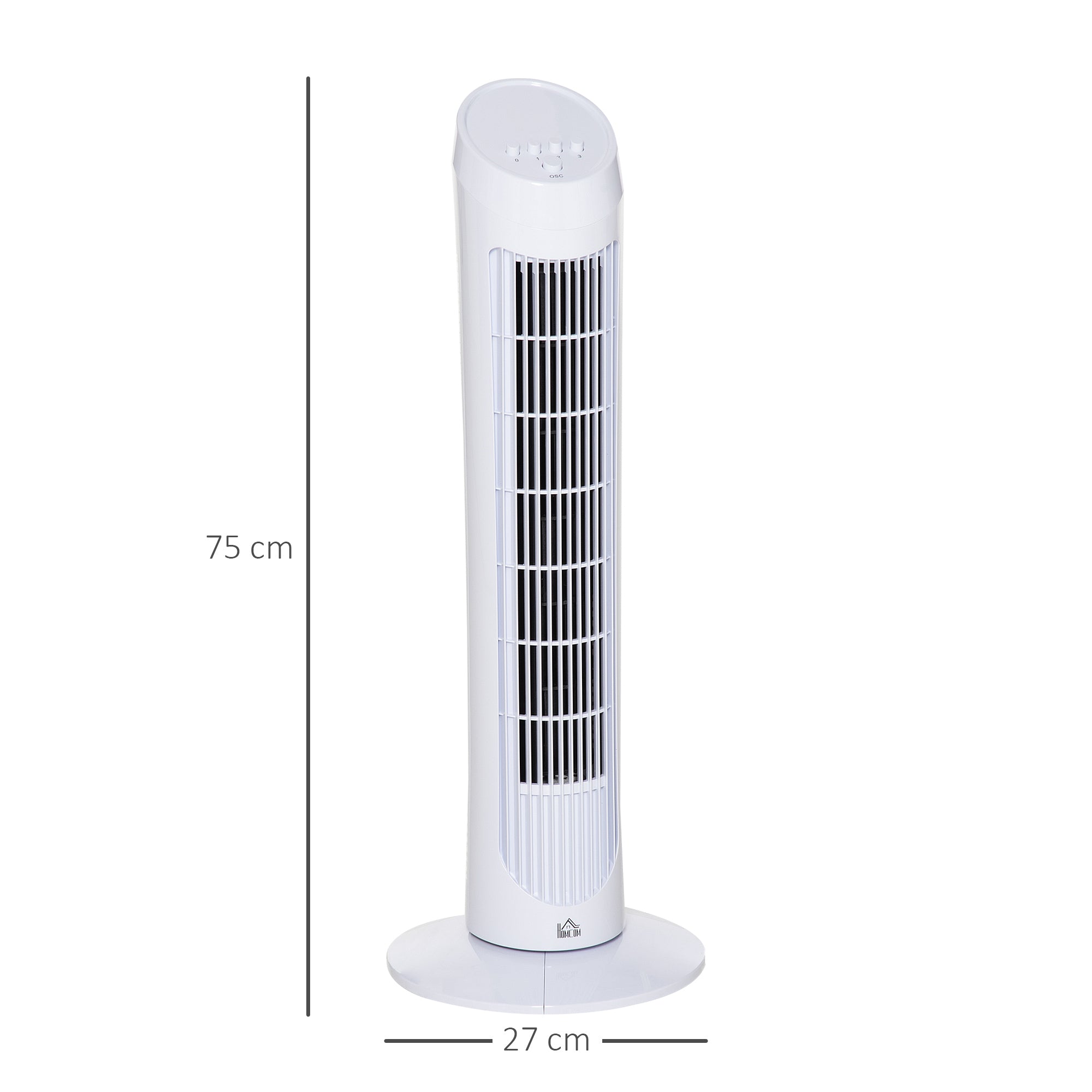 HOMCOM Tower Fan for Bedroom Cooling, 30 Inch Electric 70° Oscillating Fan with 3 Speed Settings, Standing Floor Fan for Home Office Indoor, White - North Peak Garden Furniture