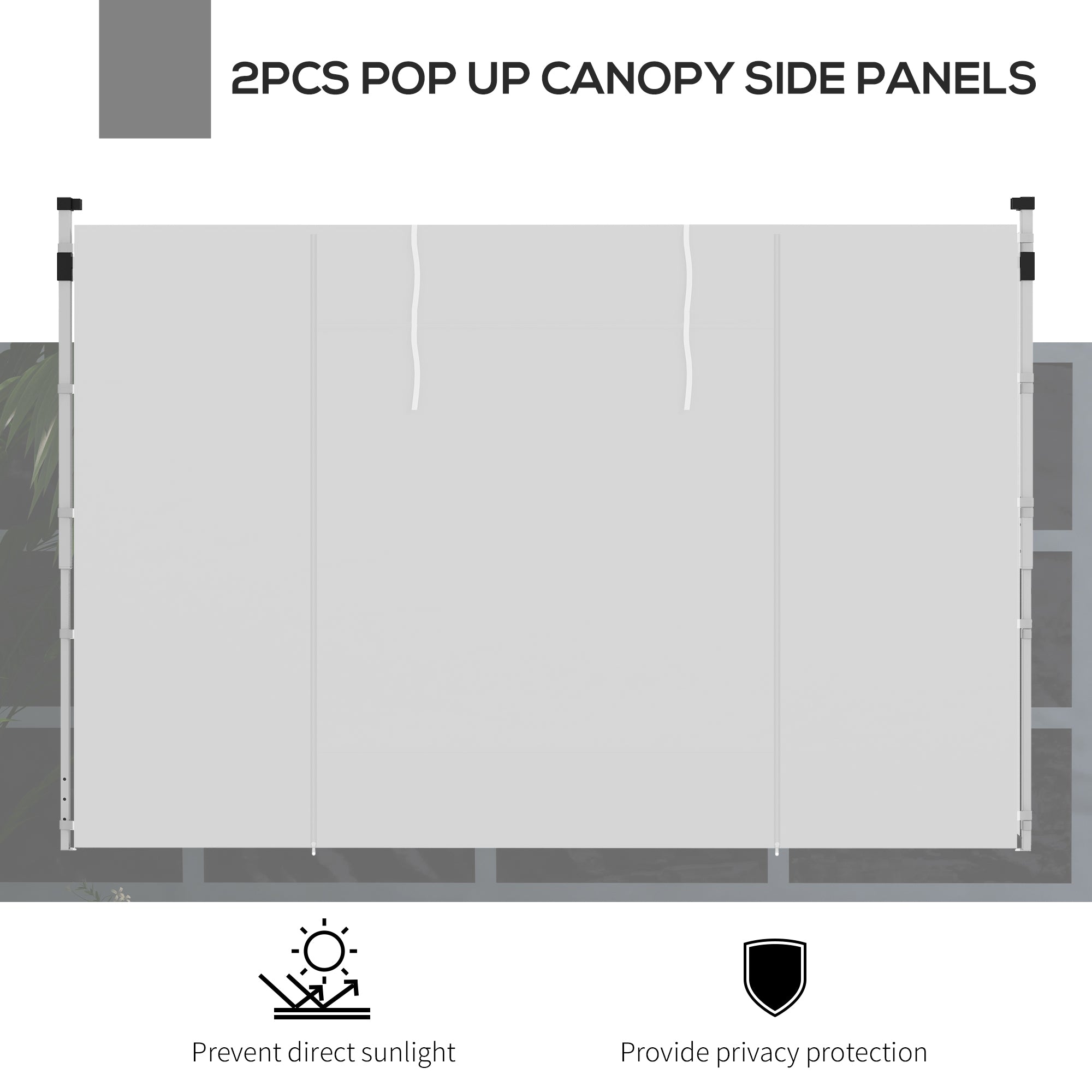 Outsunny Gazebo Side Panels, 2 Pack Sides Replacement, for 3x3(m) or 3x6m Pop Up Gazebo, with Windows and Doors, White - North Peak Garden Furniture