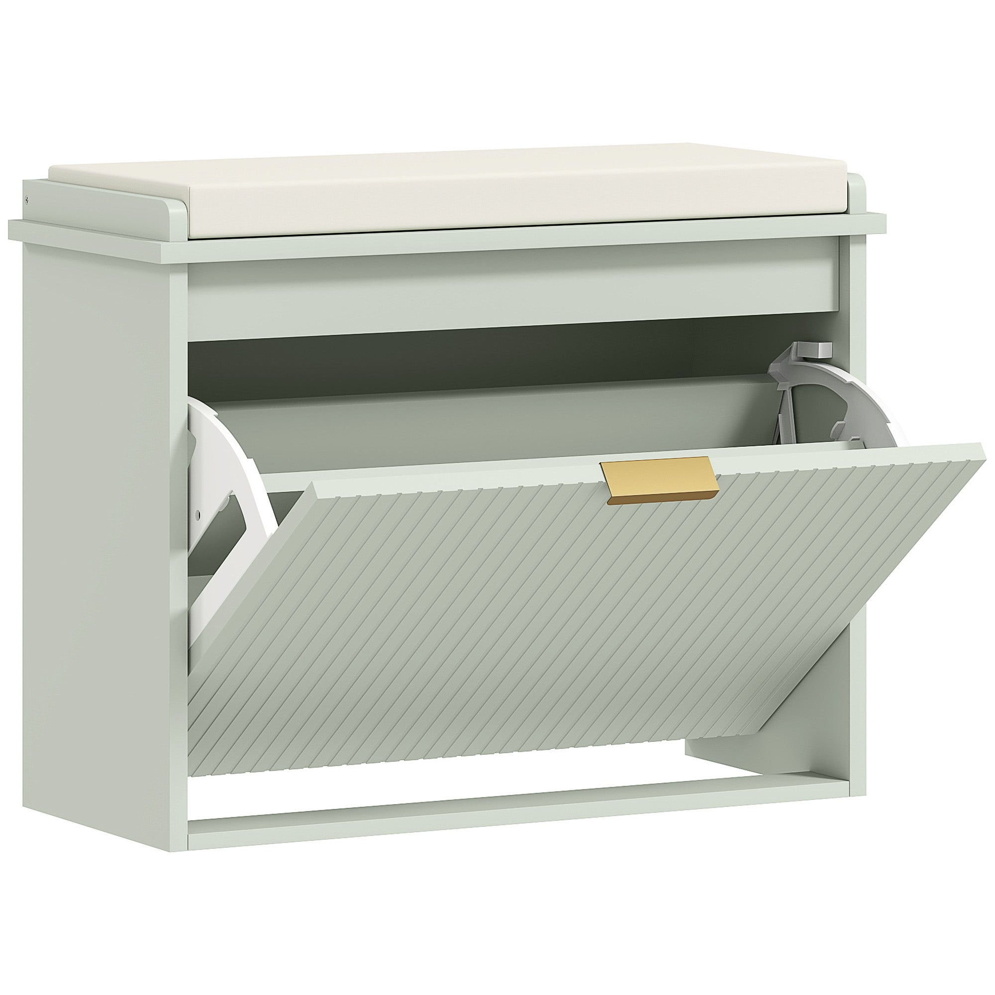 HOMCOM Elegant Six Shoe Bench, with Top Seat - Green - North Peak Garden Furniture
