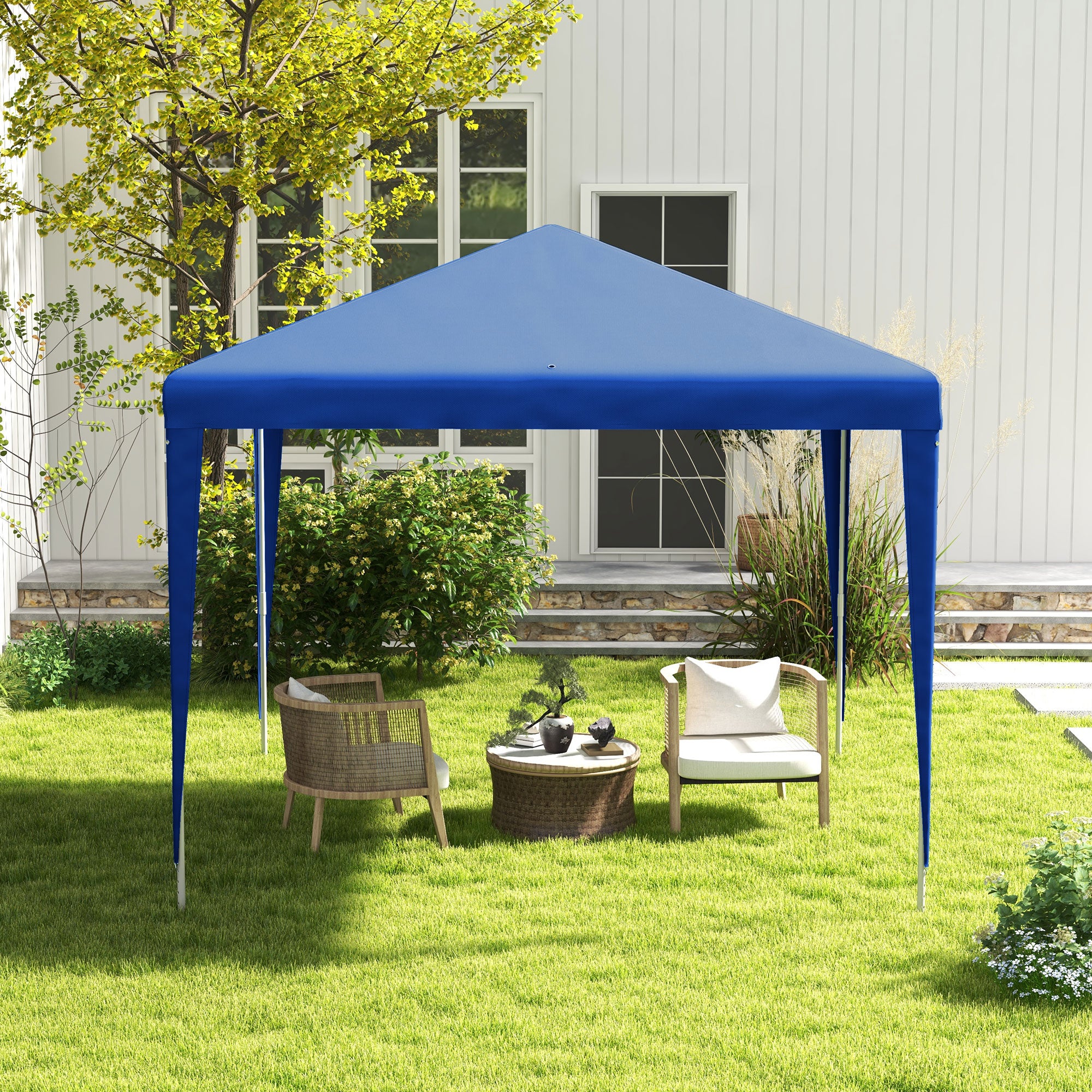 Outsunny 2.7m x 2.7m Garden Gazebo Marquee Party Tent Wedding Canopy Outdoor(Blue) - North Peak Garden Furniture
