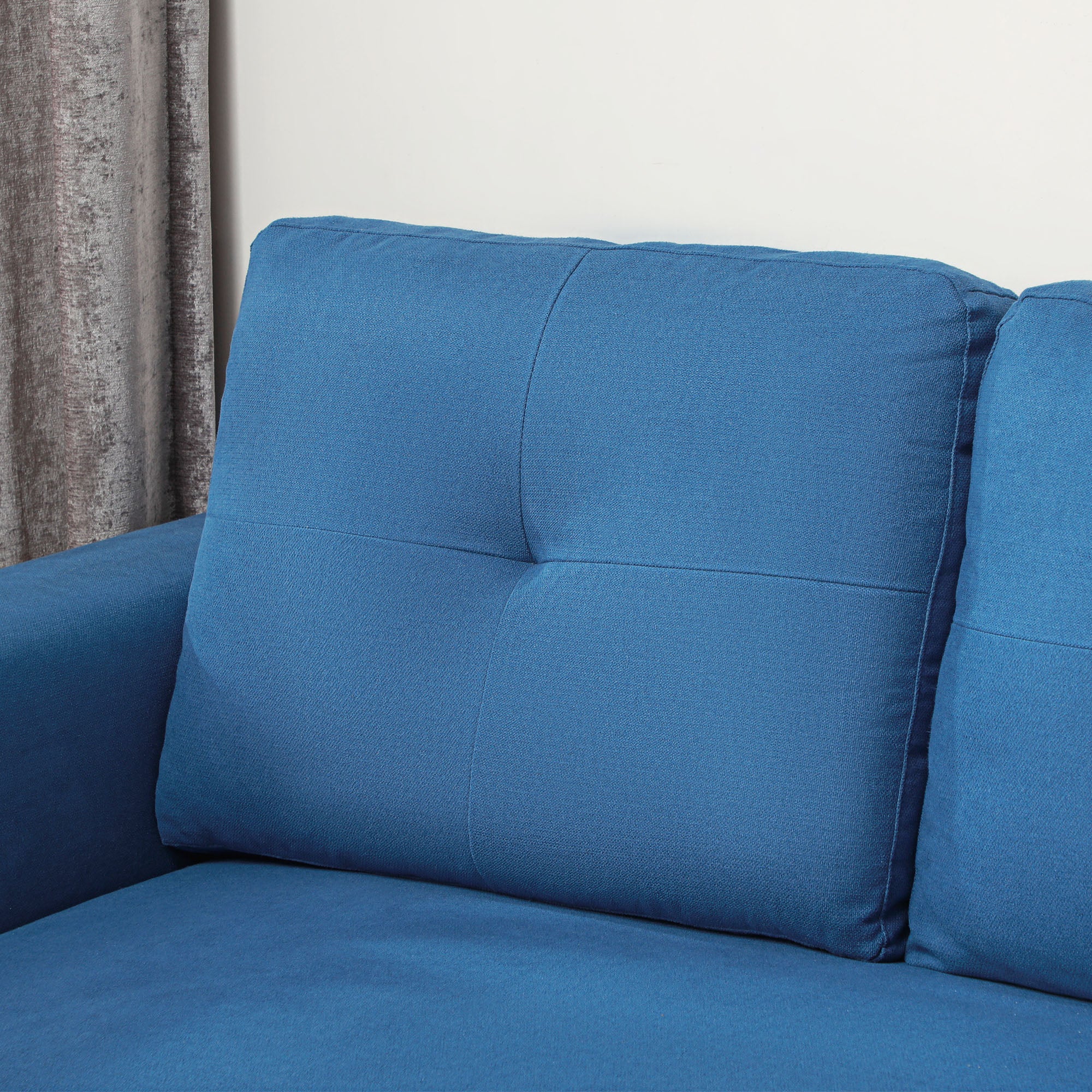 HOMCOM 3 Seater Sofa Bed, L-Shaped Corner Sofa, Pull Out Sofa with Storage, Convertible Click Clack Settee Sectional Sleeper Futon for Living Room, Office, Dark Blue - North Peak Garden Furniture