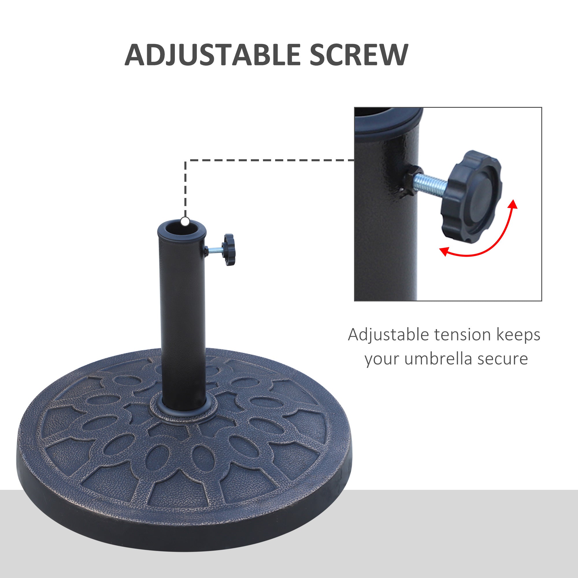Outsunny 13kg Resin Umbrella Stand Holder, Garden Parasol Base for 38mm or 48mm Outdoor Umbrella Poles, Bronze Tone - North Peak Garden Furniture