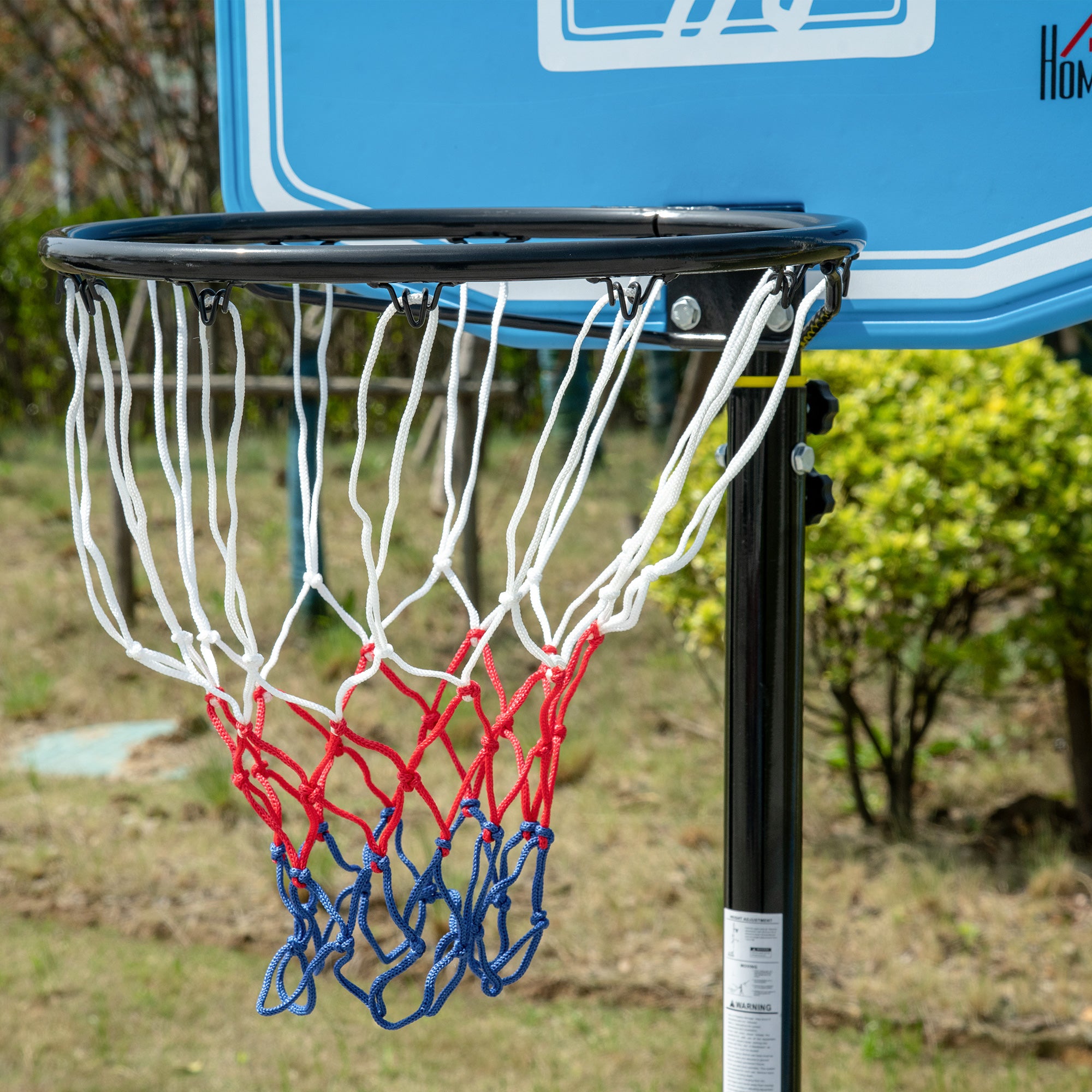 HOMCOM Adjustable Basketball Hoop and Stand, with Wheels and Weight Base Blue - North Peak Garden Furniture