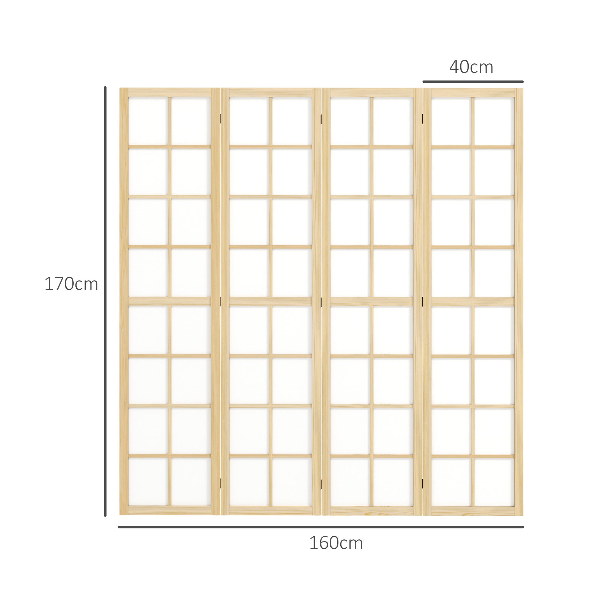 HOMCOM 4 Panel Folding Room Divider, Freestanding Room Separator, Indoor Privacy Screen for Living Room, Bedroom, 160 x 170cm - North Peak Garden Furniture