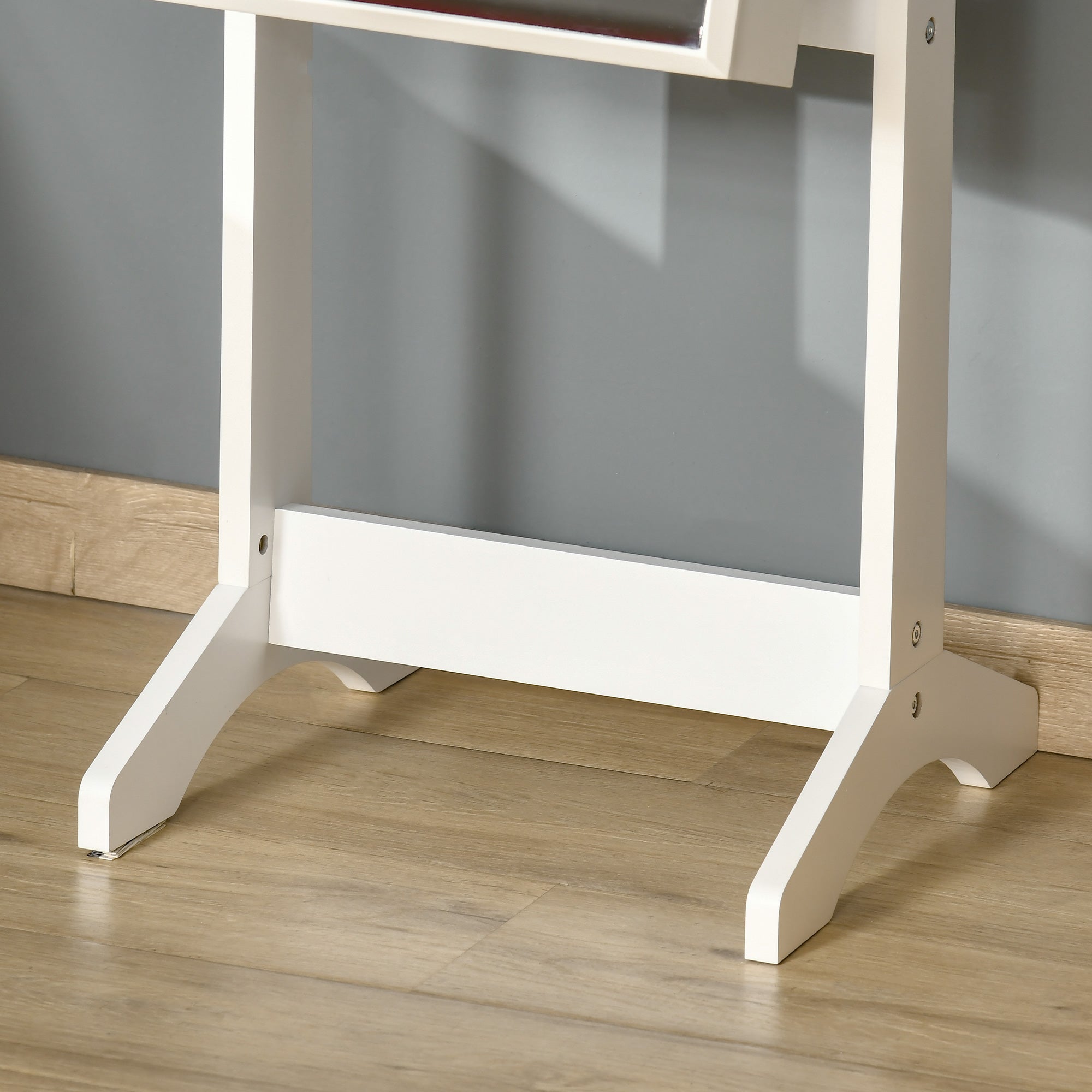 HOMCOM Full Length Mirror with Storage, Jewellery Cabinet with Mirror, Adjustable Angle and Stand, Lockable Jewellery Organiser for Bedroom Dressing Room, White - North Peak Garden Furniture