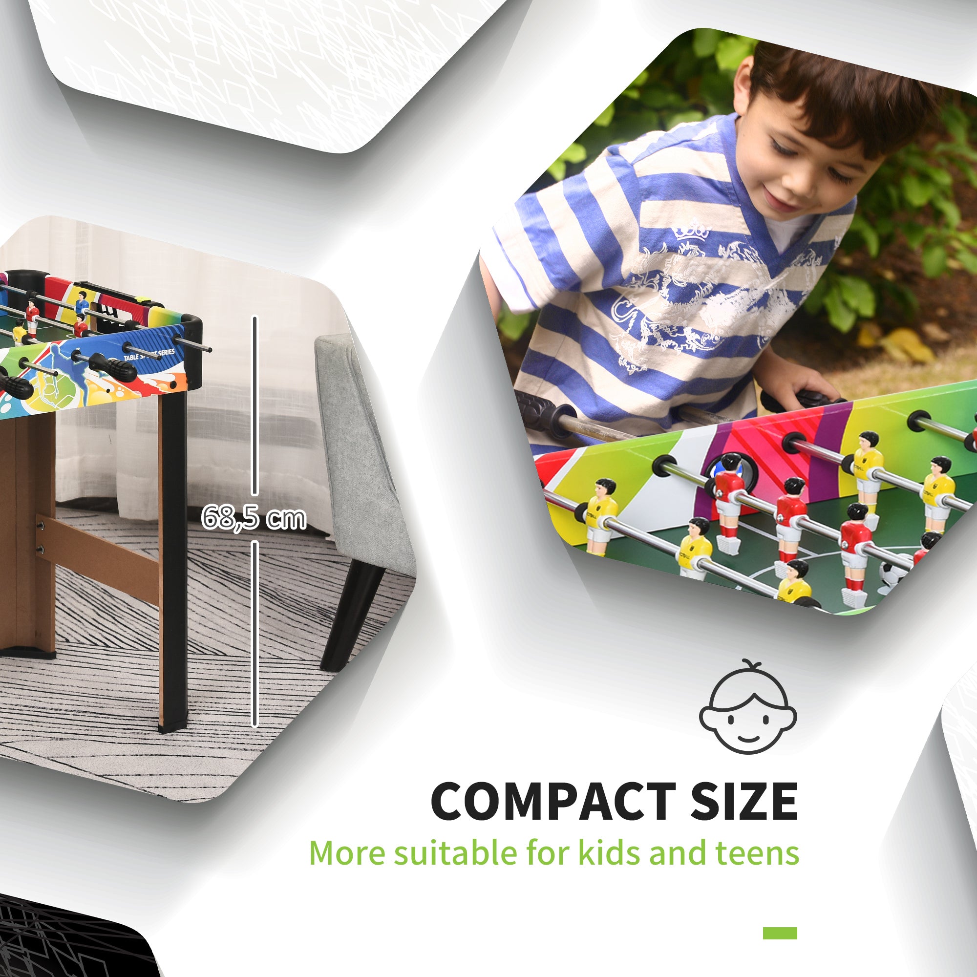HOMCOM 2.8FT Football Foosball Gaming Table Soccer For Kids Indoor Play Fun Sports Game - North Peak Garden Furniture