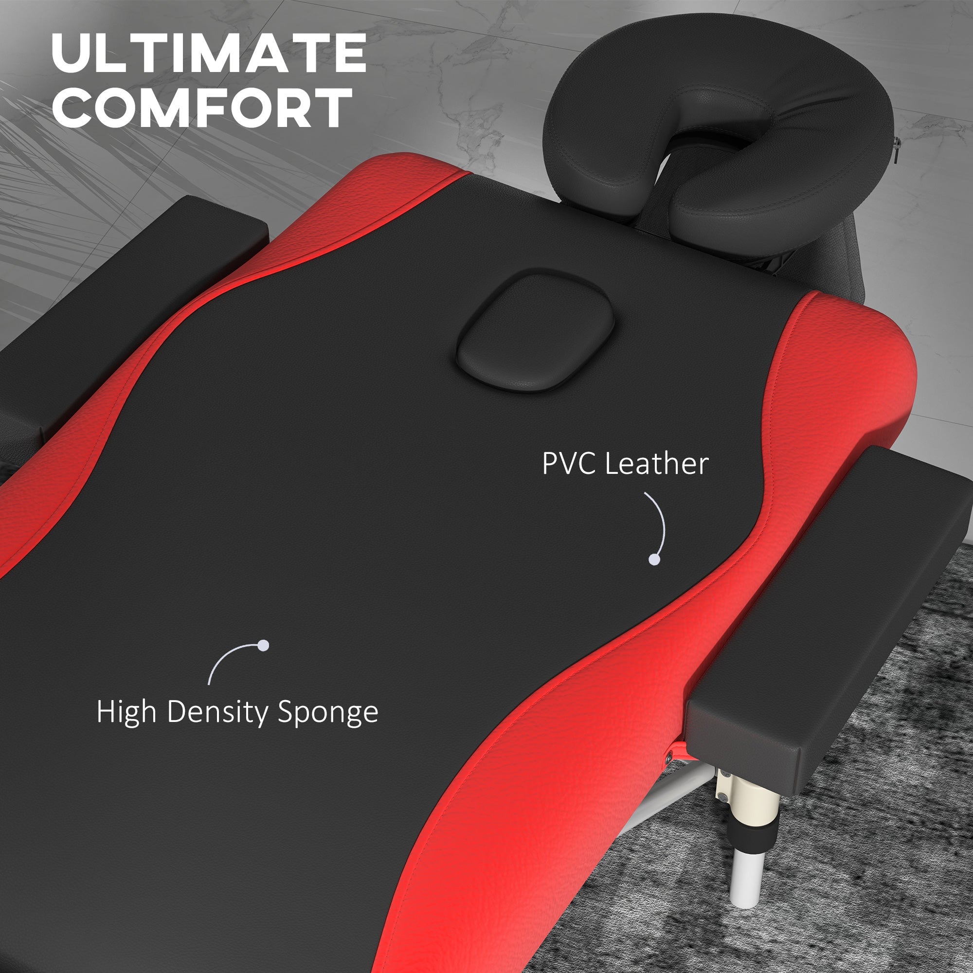 HOMCOM Foldable Massage Table Professional Salon SPA Facial Couch Bed Black and Red - North Peak Garden Furniture