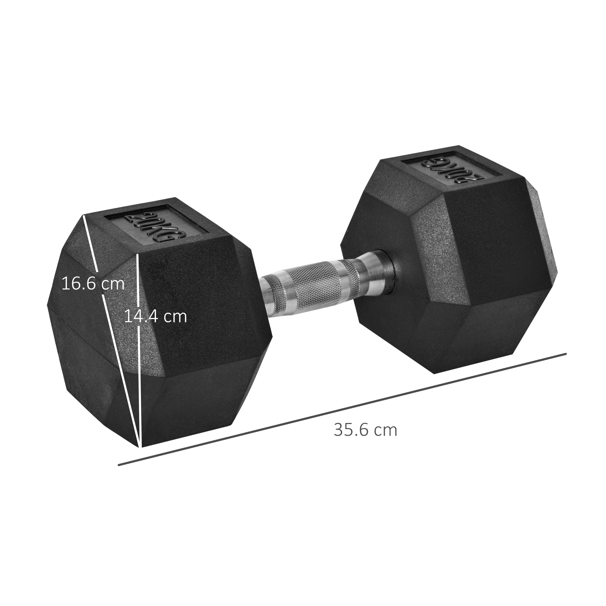 HOMCOM 2x20kg Rubber Hex Dumbbell Portable Hand Weights Dumbbell Home Gym Workout Fitness Hand Dumbbell - North Peak Garden Furniture