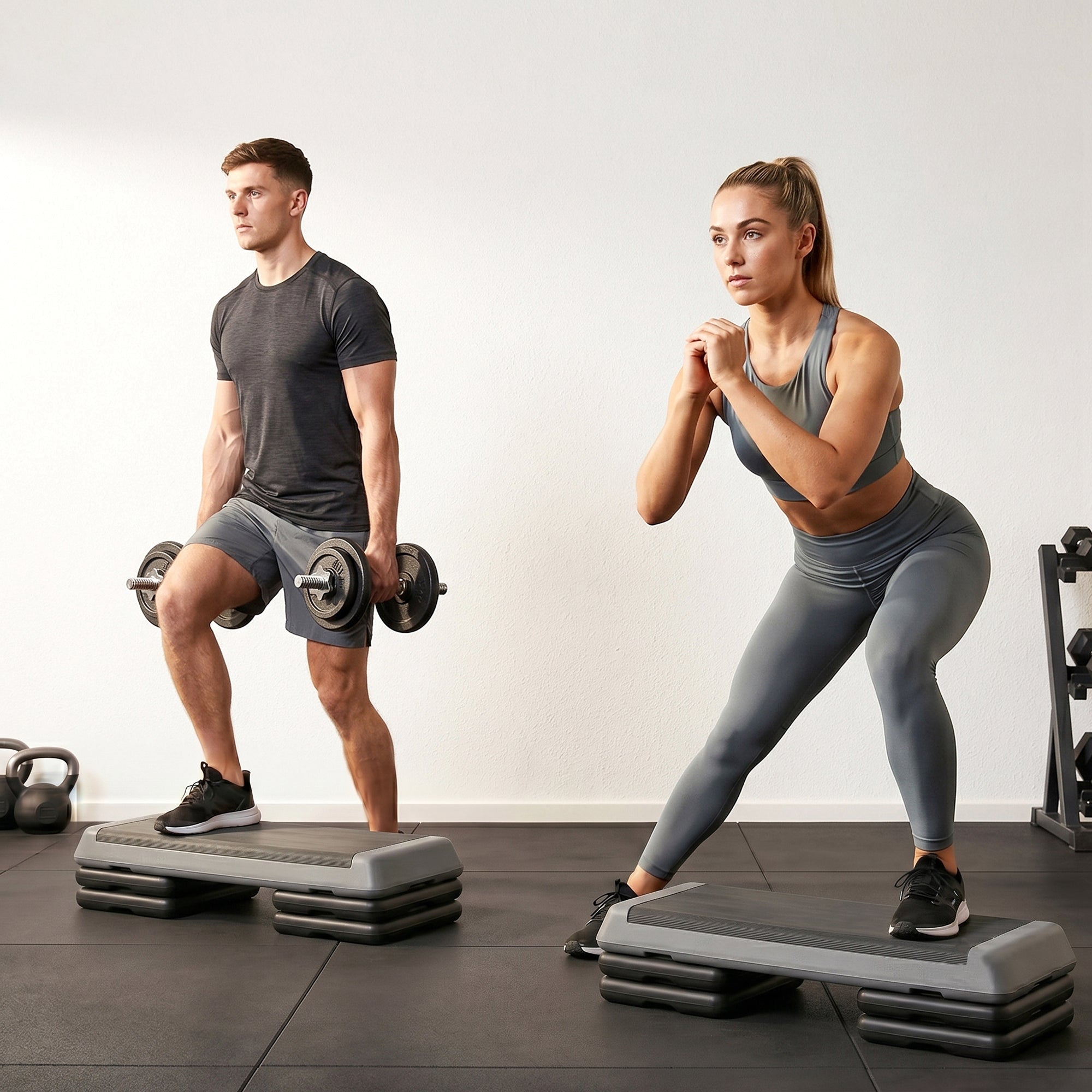 SPORTNOW Fitness Stepper, 3-Height Adjustable Aerobic Step, Non-Slip Exercise Step Board for Home Gym Office Workout, 10.5cm, 15.5cm, 20.5cm, Grey