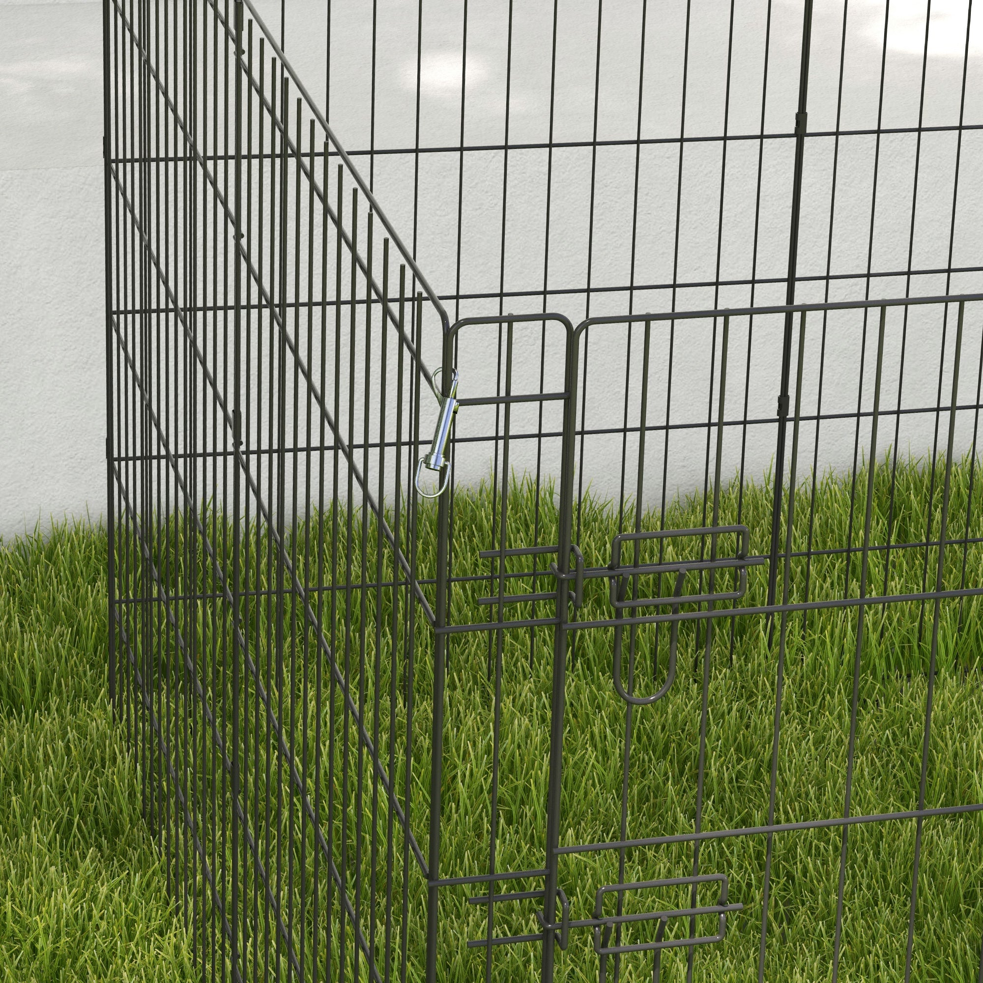 PawHut 8 Panel DIY Dog Pen with Door, for Dogs, Small Animals, Indoor/Outdoor Use, 91cm High - North Peak Garden Furniture