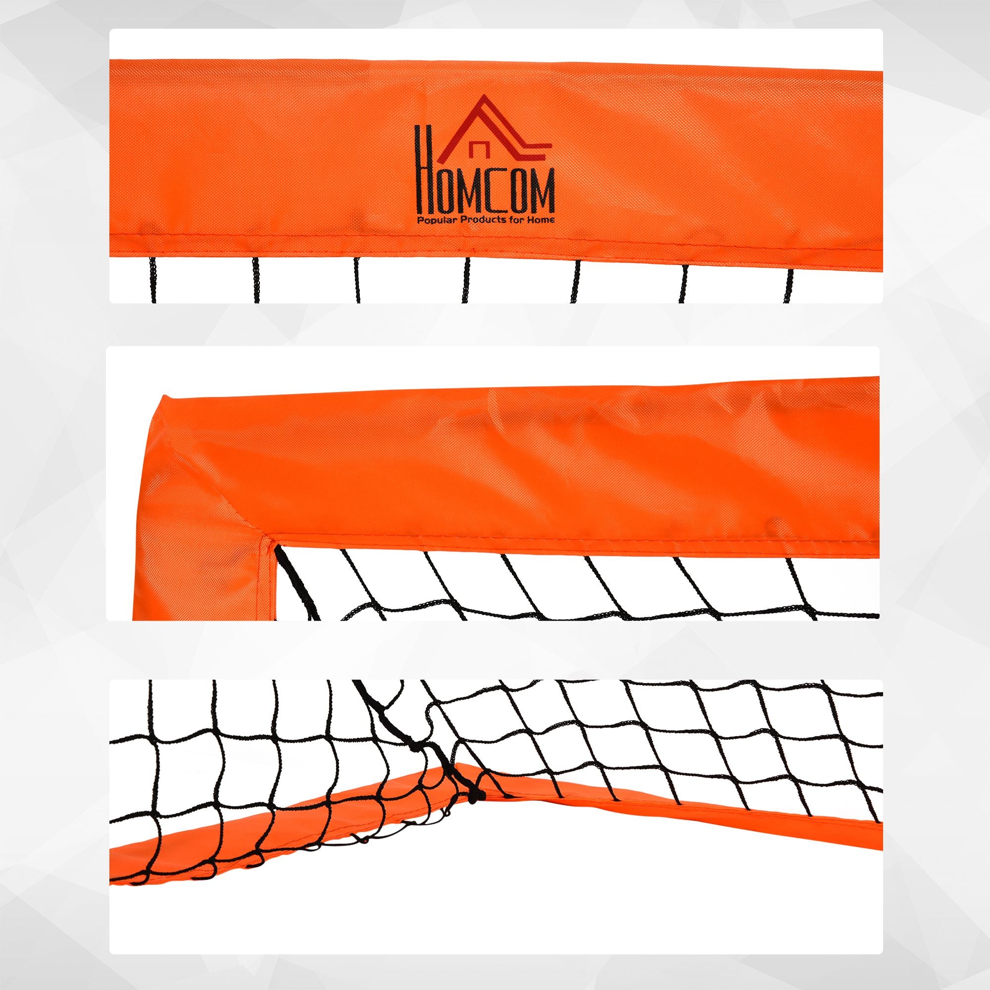 HOMCOM Set of 2 Football Goal Net 6 x 3 ft Foldable Outdoor Sport Training Teens Adults Football with Carrying Bag Orange - North Peak Garden Furniture