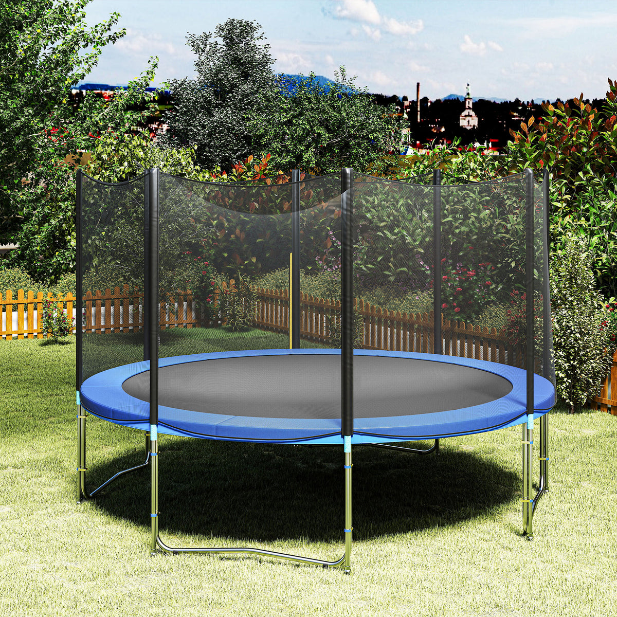 HOMCOM 12ft Trampoline Pad Φ366cm Trampoline Accessories Surround Pad Thick Foam Pads Padding Replacement Spare- Blue - North Peak Garden Furniture