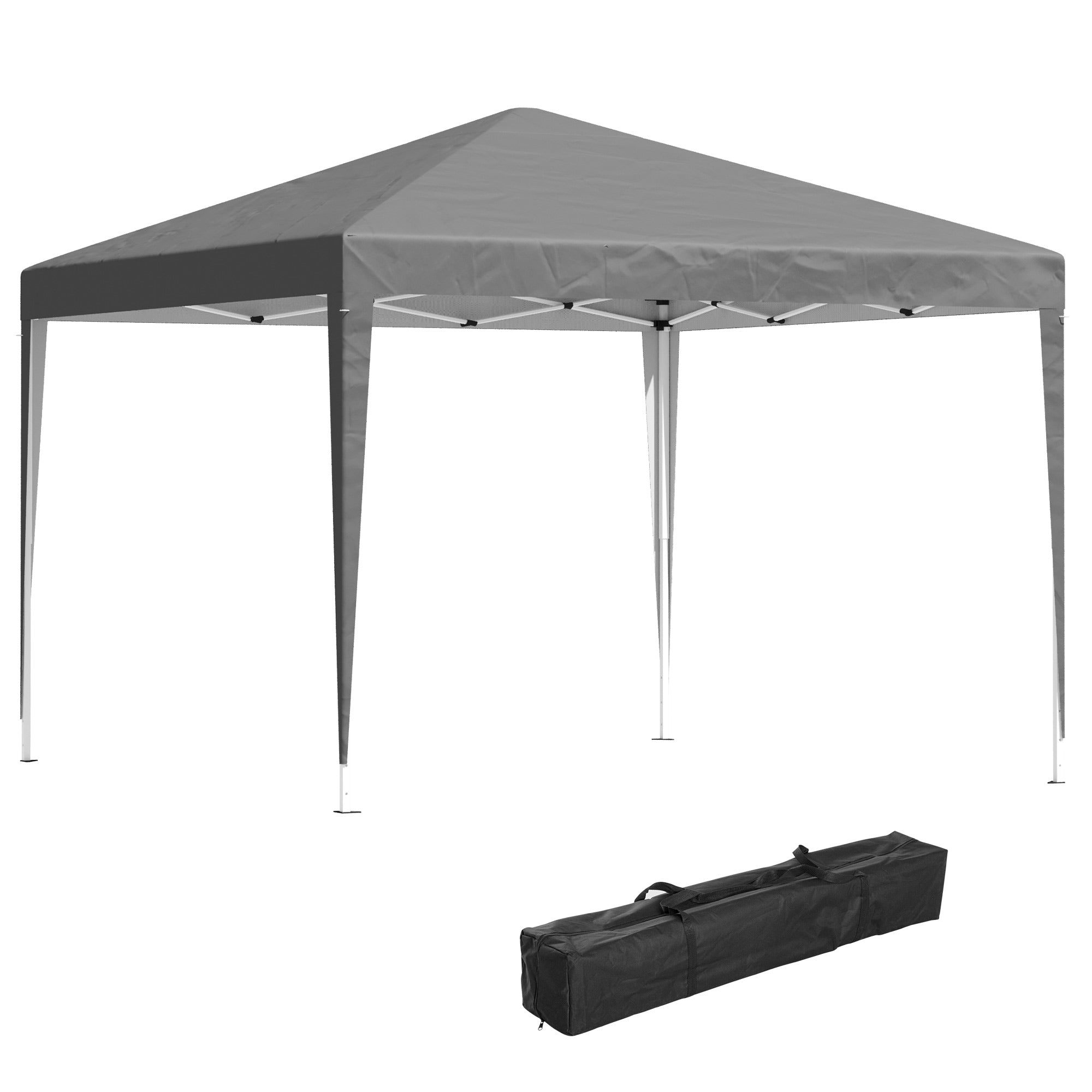 Outsunny 3 x 3 m Garden Pop Up Gazebo Marquee Party Tent Wedding Canopy, Height Adjustable with Carrying Bag, Grey - North Peak Garden Furniture