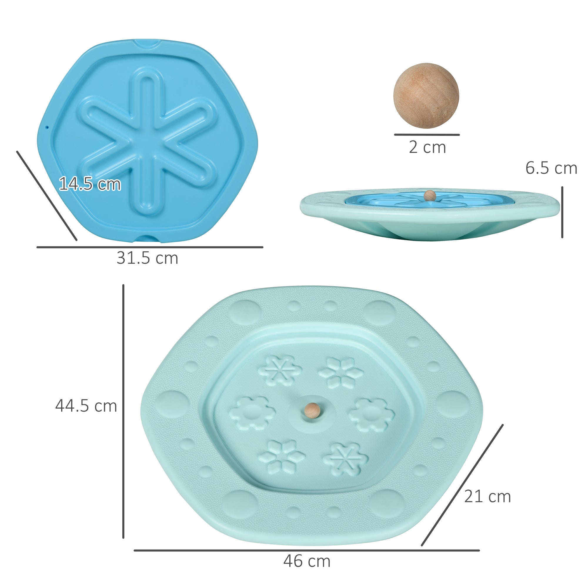 ZONEKIZ Two-In-One Balance Board, Kids Wobble Board with Ball - Blue - North Peak Garden Furniture