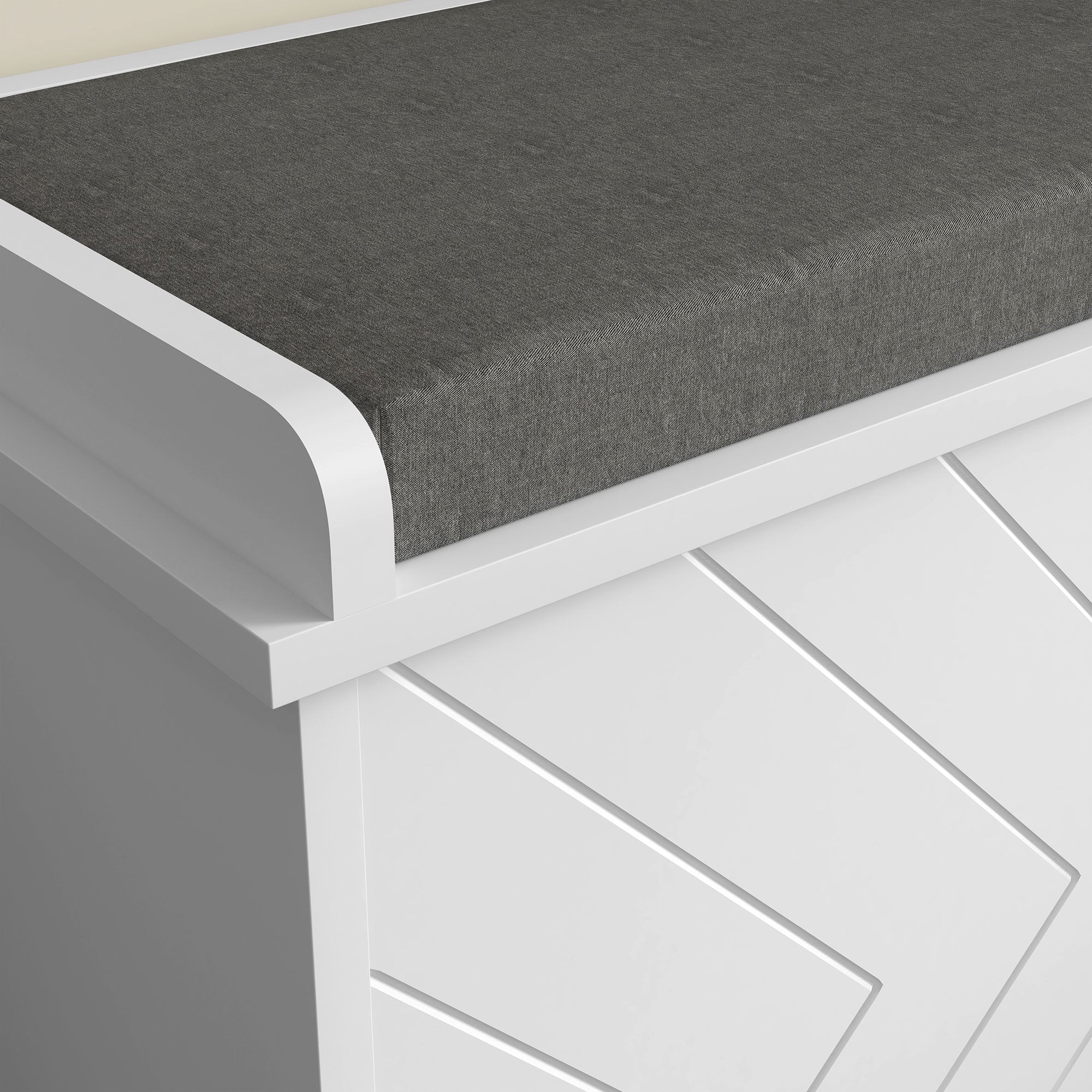 HOMCOM 10-Shoe Storage Bench, with Padded Top Seat - White/Grey - North Peak Garden Furniture