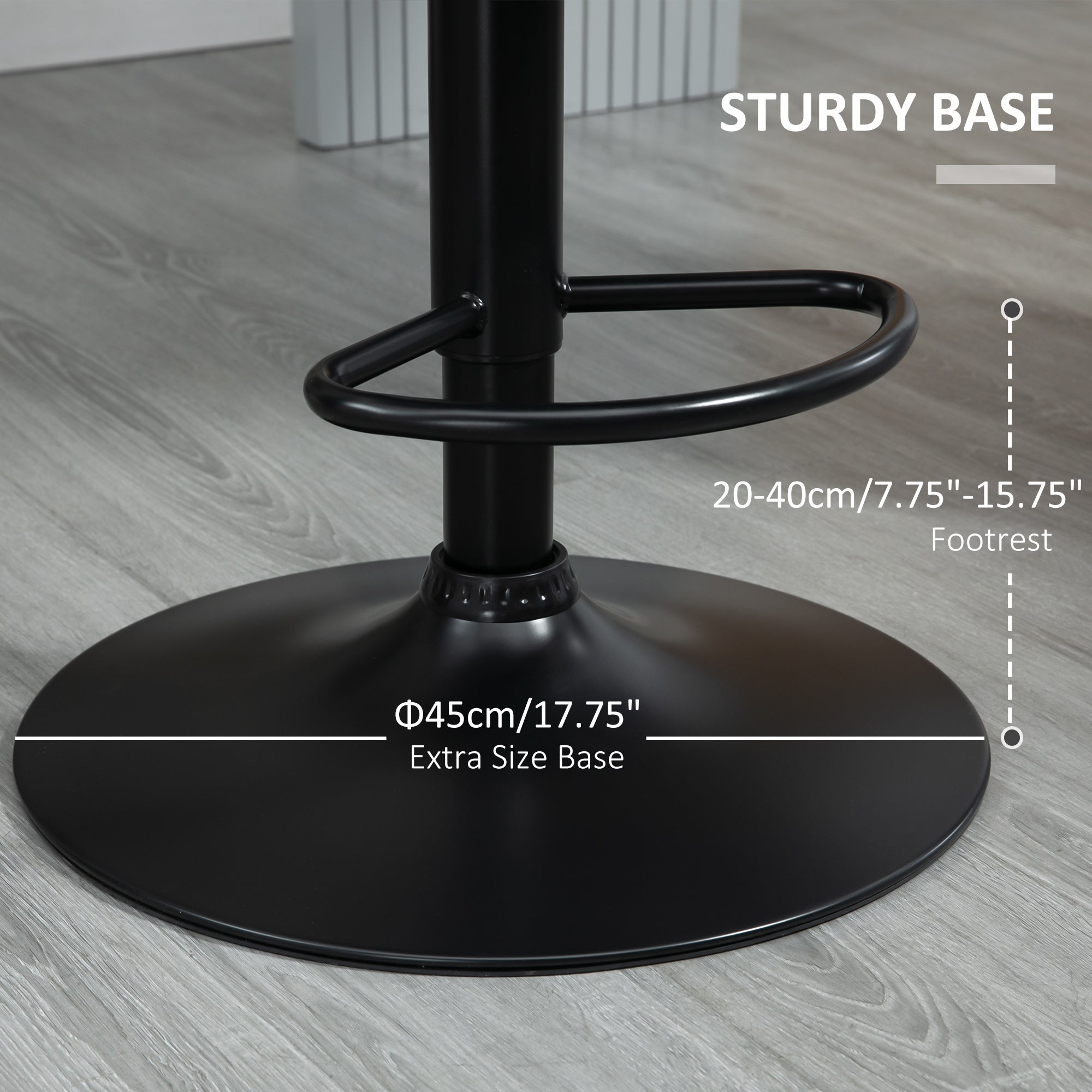 HOMCOM Bar Stools Set Of 2, Luxurious Velvet-Touch Barstools with Metal Frame Footrest Round Base Triangle Indenting Moulded Seat Adjustable Height Swivel Grey - North Peak Garden Furniture