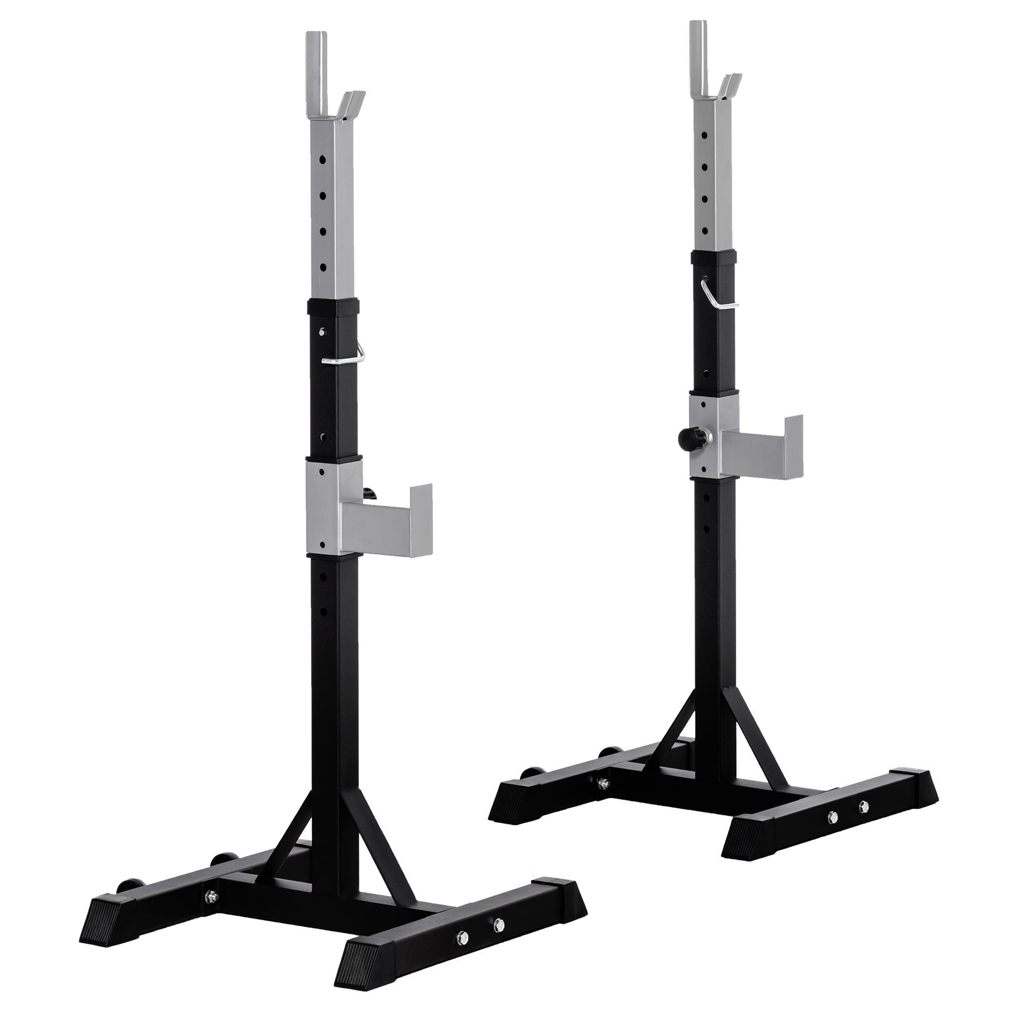 HOMCOM Barbell Squat Rack Adjustable Weight Lifting Bench Max Load 150kg Gym Fitness Strength Training Push up Dip Stand with Wheels - North Peak Garden Furniture