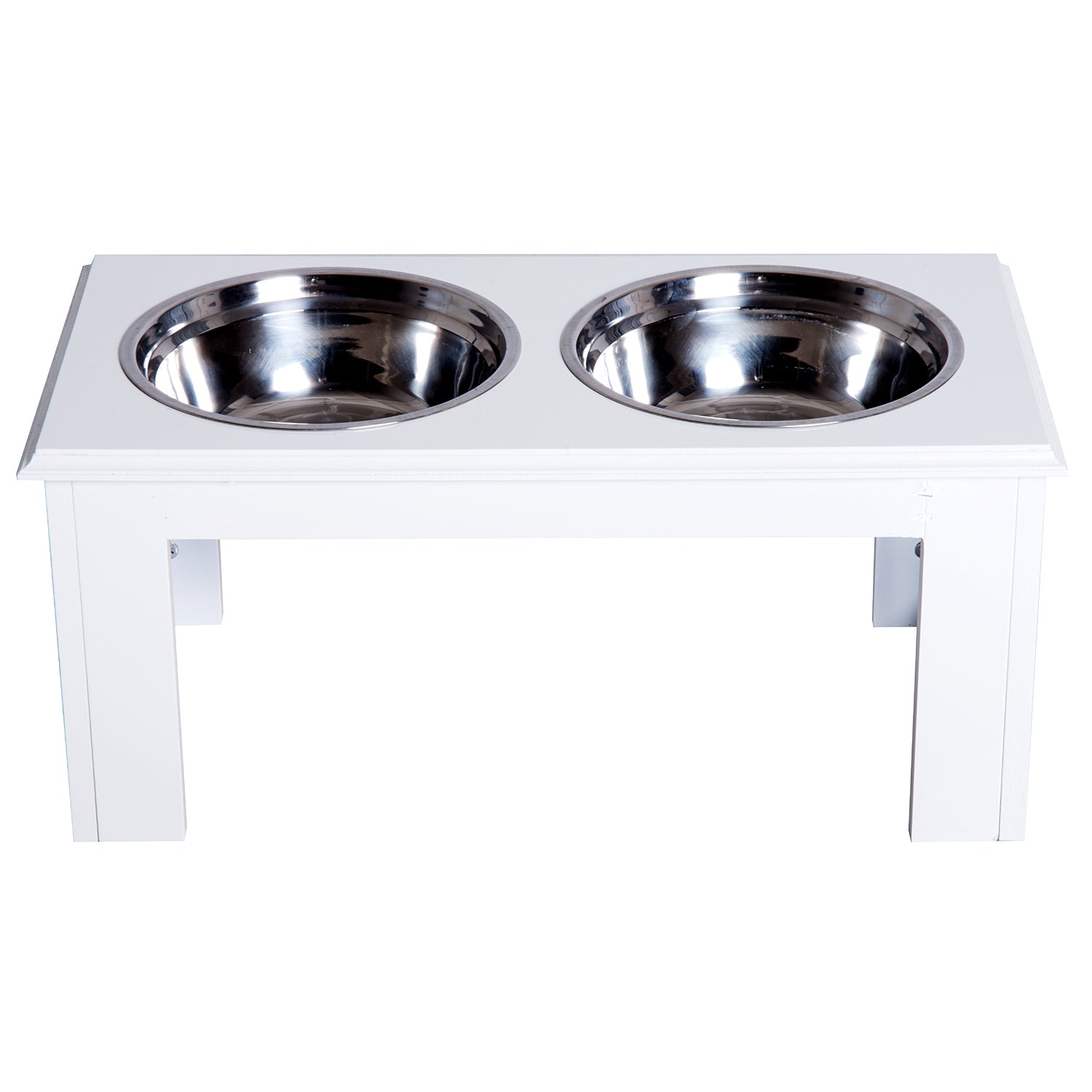 PawHut Pet Feeder, Stainless Steel, Large Capacity, Easy Clean, White, 58.4Lx30.5Wx25.4H cm