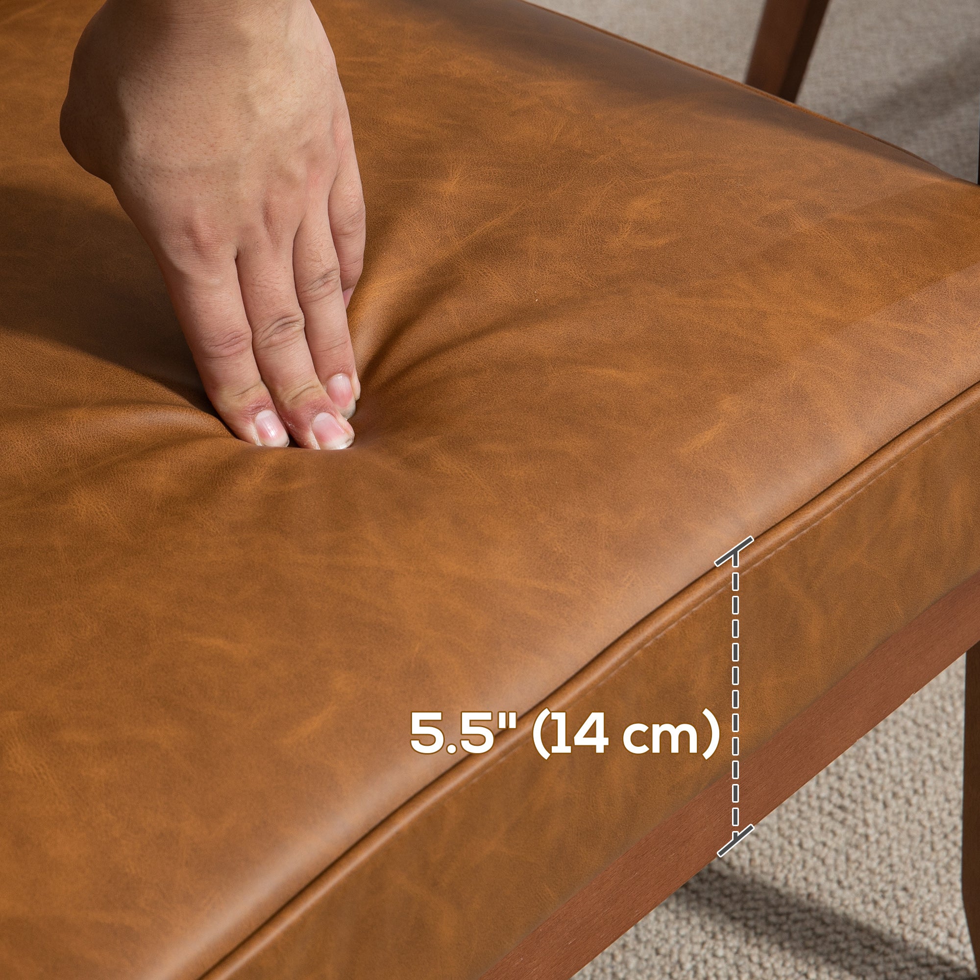 HOMCOM 2 Pack Retro-Style Accent Chair, with Faux Leather Seat - Brown - North Peak Garden Furniture