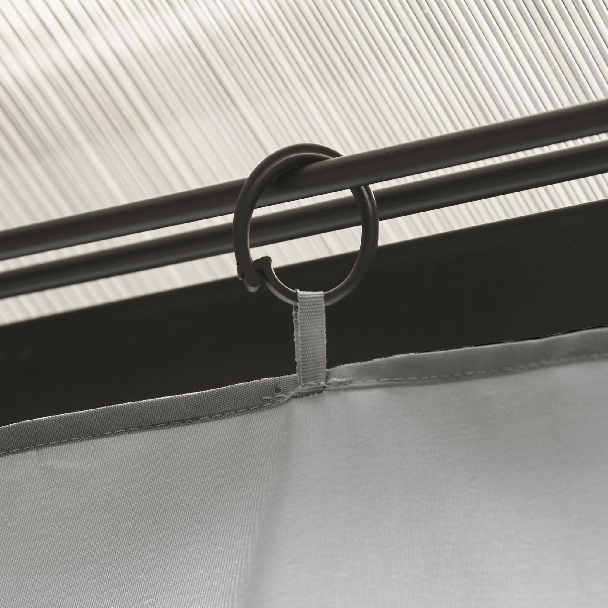 Outsunny Replacement Gazebo Curtains, 4-Panel Gazebo Side Panels Only, for 3 x 3 (M) Gazebos or Pergolas, Hooks/C-Rings Included, Light Grey - North Peak Garden Furniture