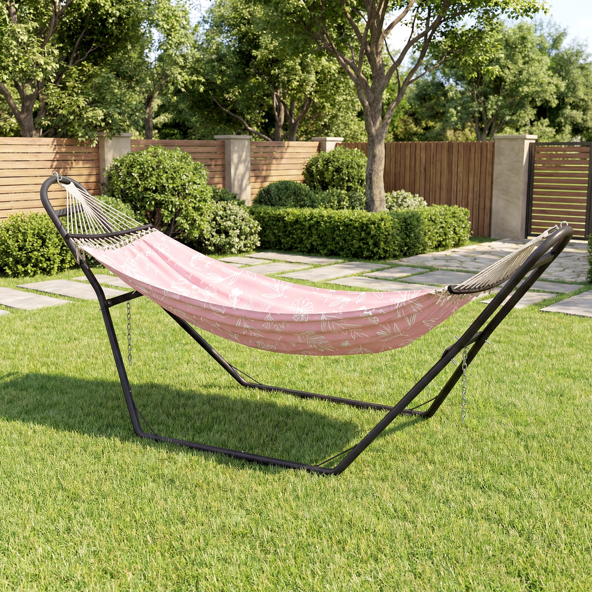 Outsunny 9ft Hammock Stand Adjustable Hammock Frame with Non-Slip Feet for Indoor Outdoor, 250 kg Capacity, Black