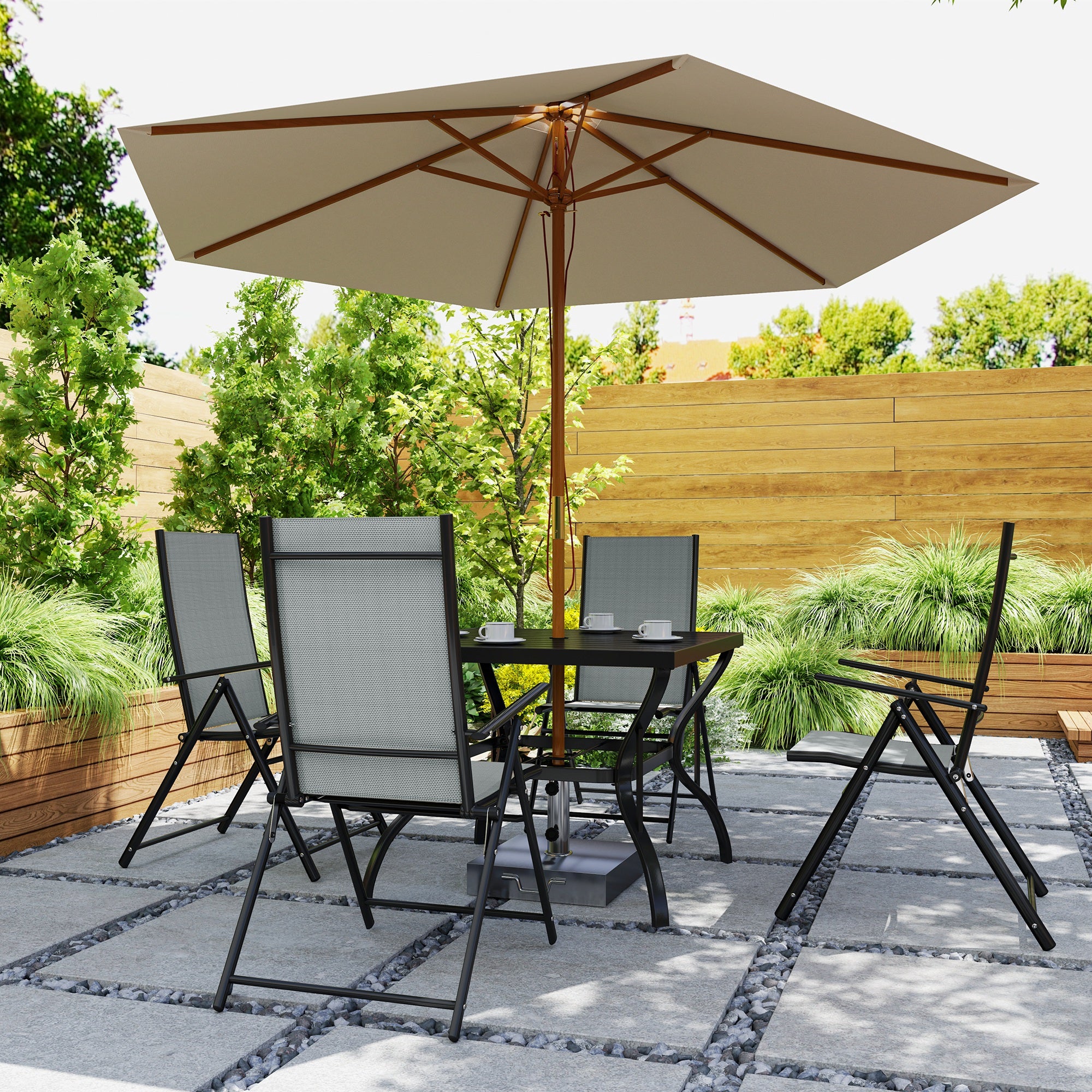 Outsunny Five-Piece Steel Frame Patio Set - Grey/Black - North Peak Garden Furniture