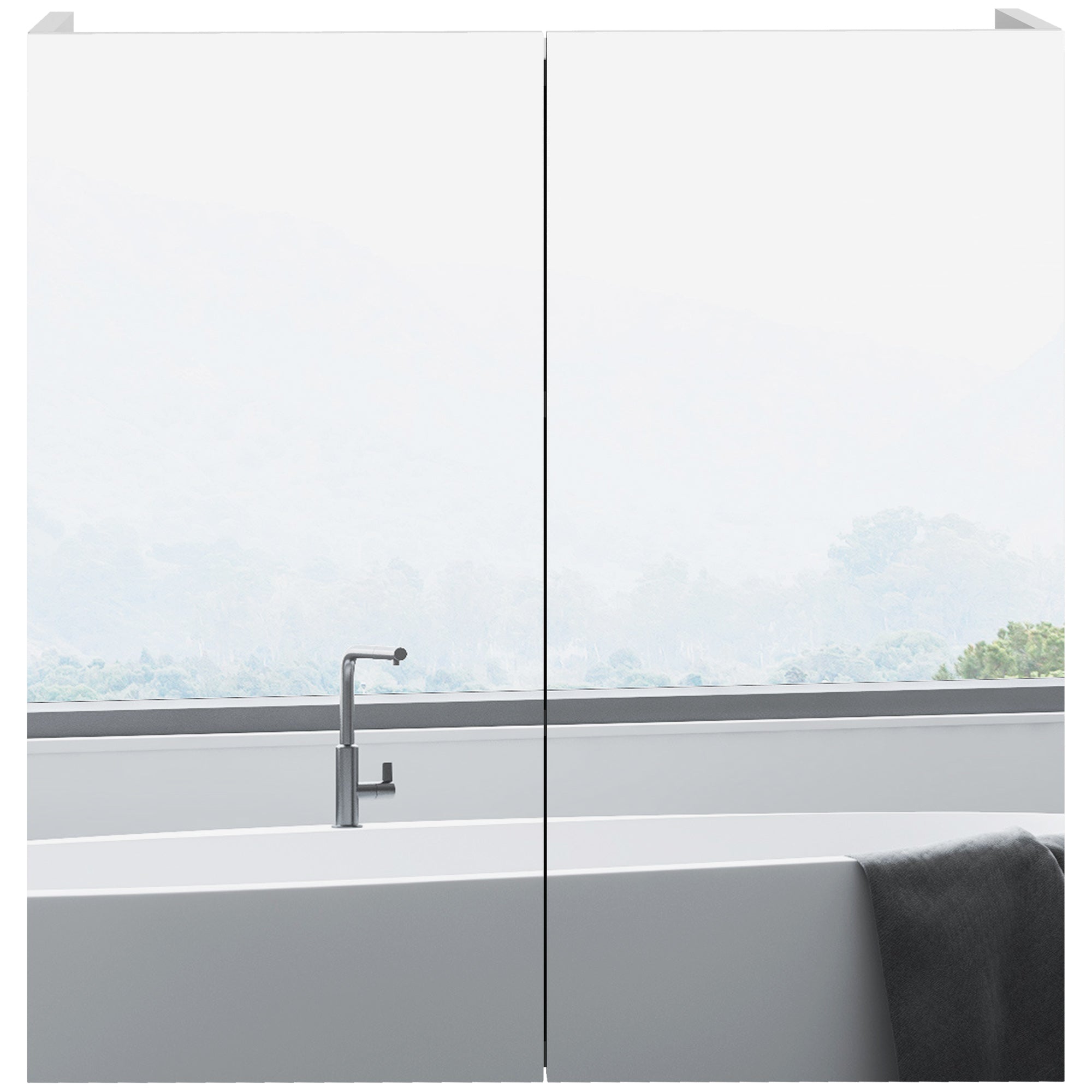 kleankin Bathroom Mirror Cabinet, Wall Mounted Bathroom Storage Cupboard with Adjustable Shelf, 60W x 15D x 60Hcm, High Gloss White - North Peak Garden Furniture