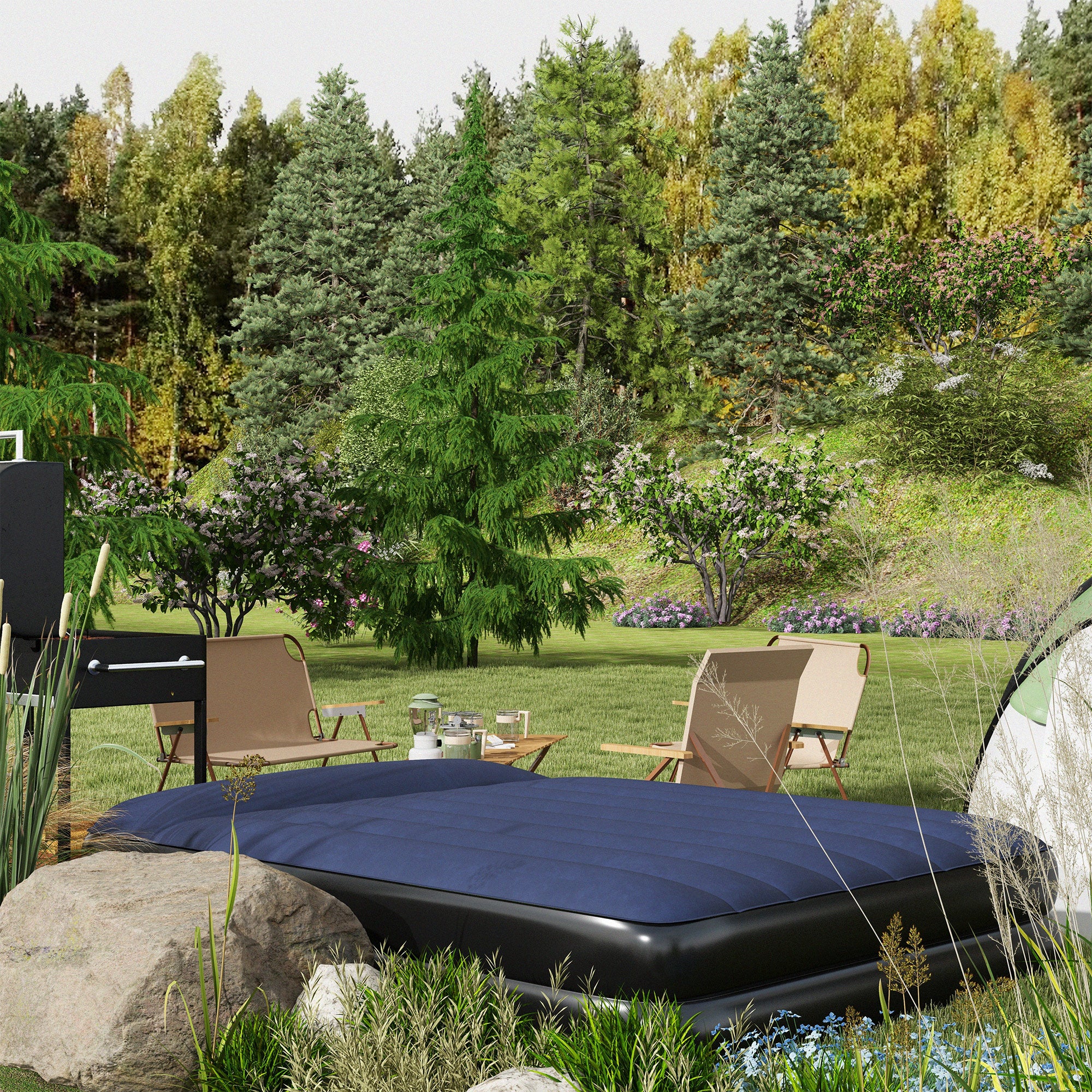Outsunny King-Size Air Bed, with Built-in Electric Pump and Carry Bag - North Peak Garden Furniture