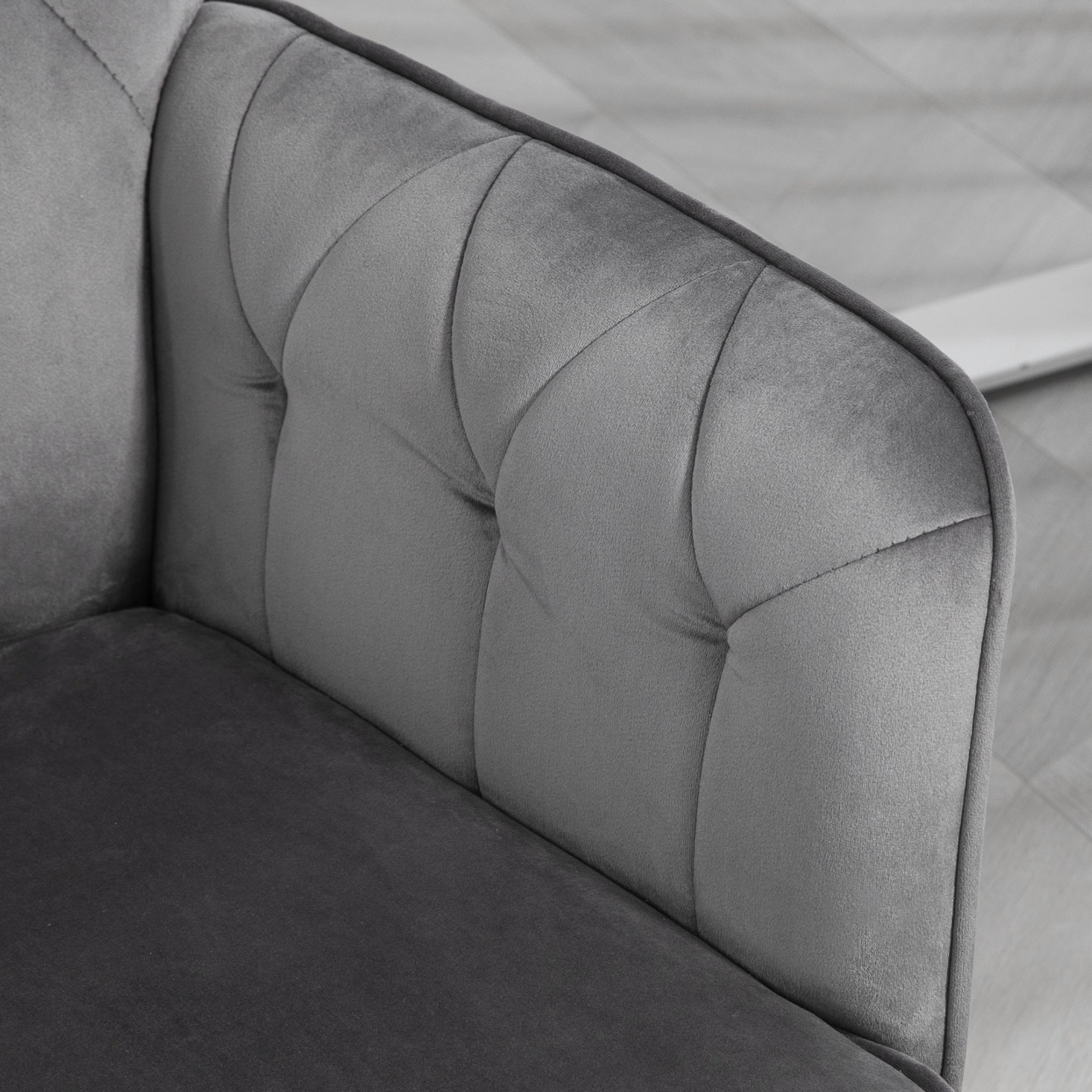 Vinsetto Linen Computer Chair with Armrest, Modern Swivel Chair with Adjustable Height, Dark Grey - North Peak Garden Furniture