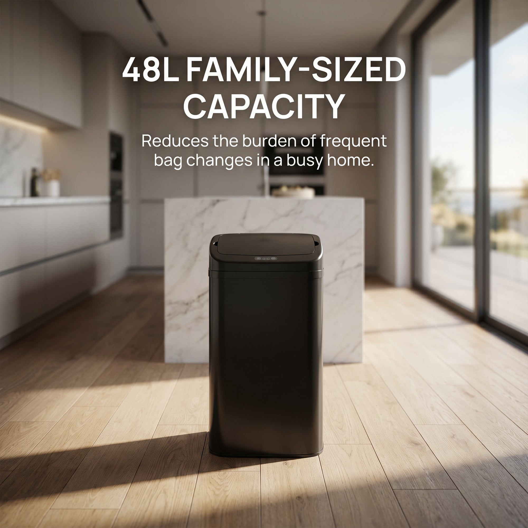 HOMCOM 48L Galvanised Steel Sensor Bin - Black