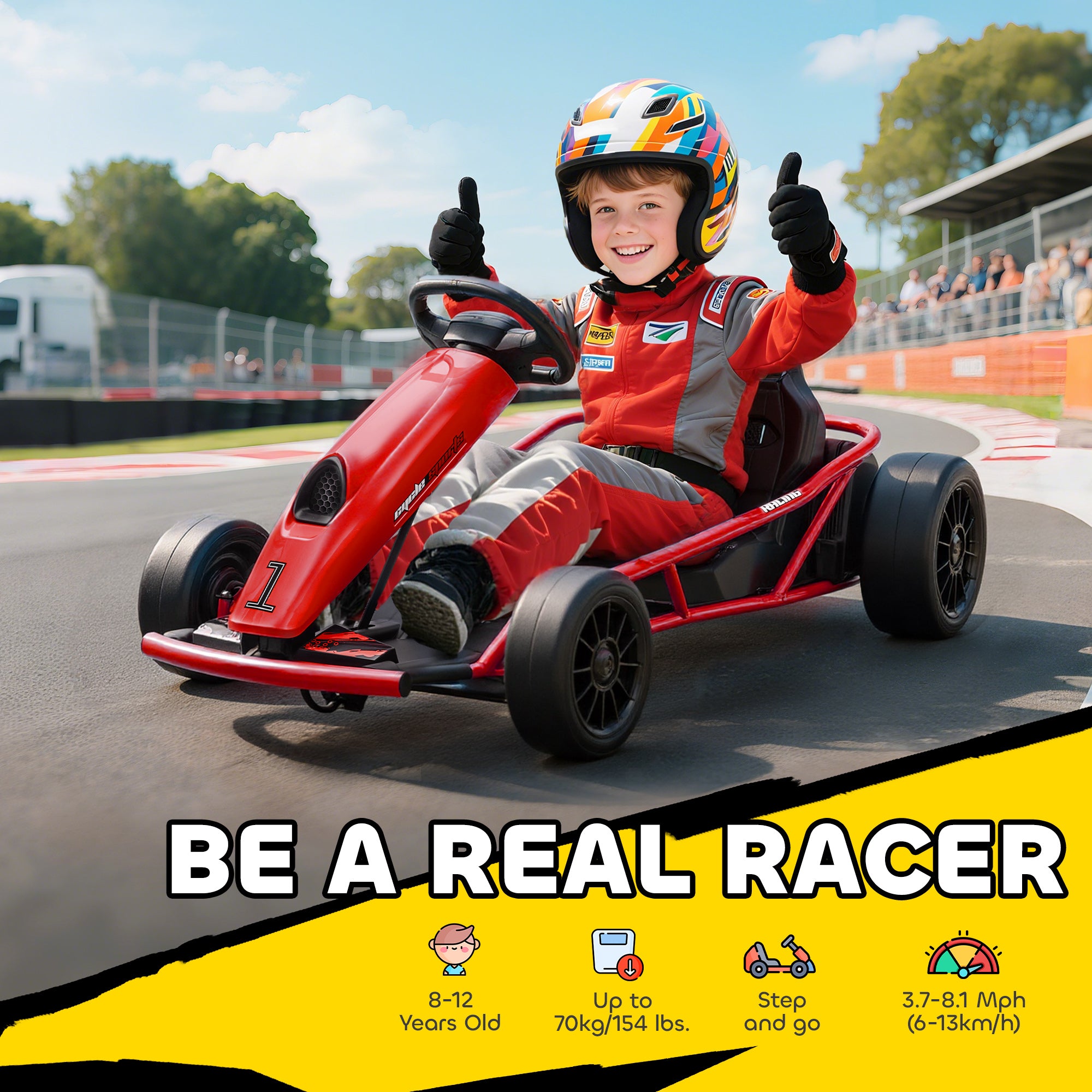 HOMCOM 24V Electric Go Kart for Kids, Drift Ride-On Racing Go Kart with 2 Speeds, for Boys Girls Aged 8-12 Years Old, Red - North Peak Garden Furniture