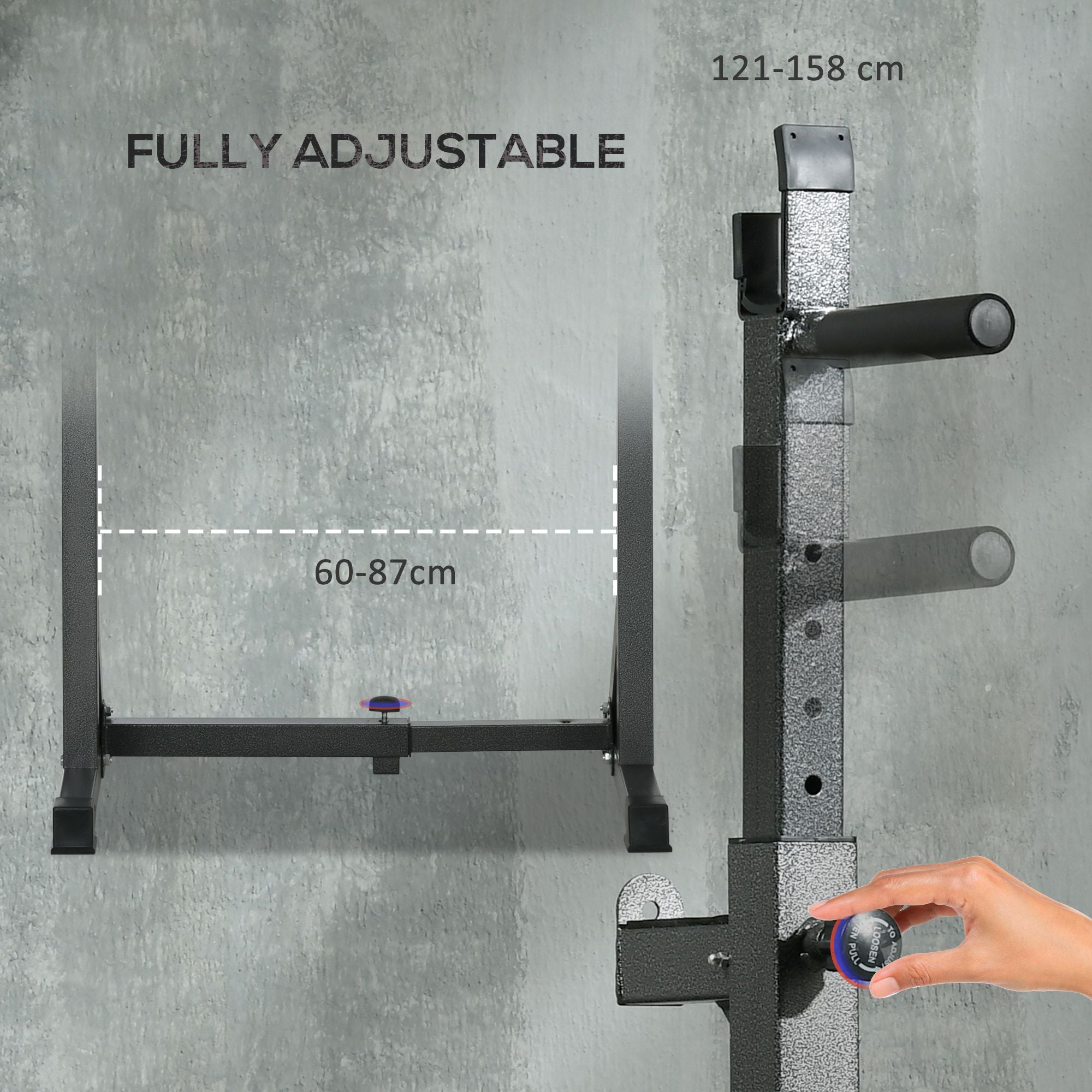 SPORTNOW Heavy Duty Barbell Squat Rack, Adjustable and Multifunctional Weight Power Stand, for Home, Gym - Black - North Peak Garden Furniture