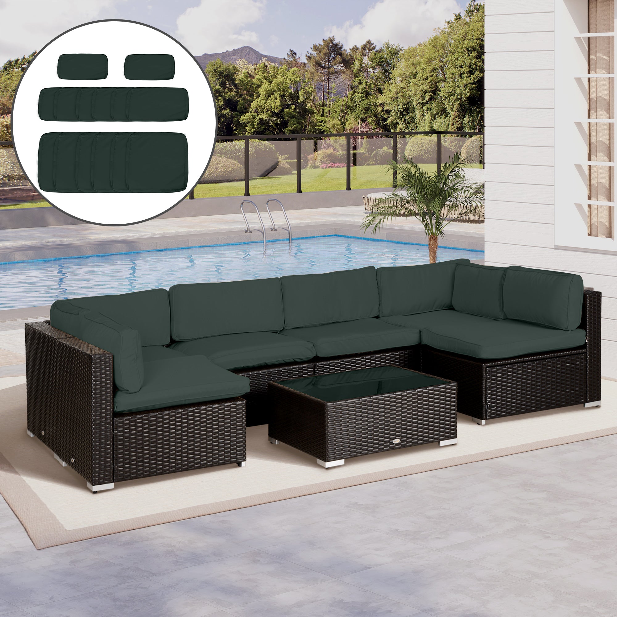 Outsunny Garden Rattan Sofa Cushion Polyester Cover Replacement Outdoor- No Cushion Included, Dark Grey