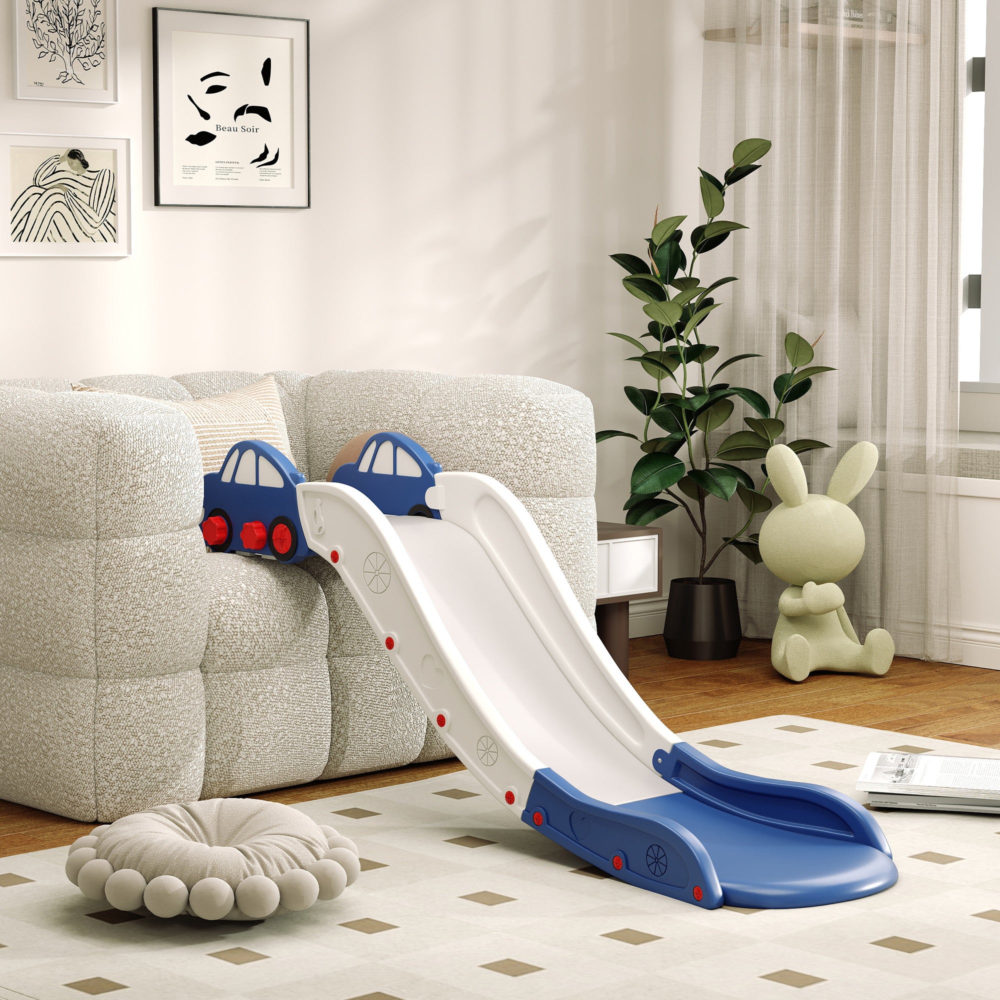 AIYAPLAY Kids Slide for Couch, Bed, Sofa, Easy to Assemble, Blue - North Peak Garden Furniture